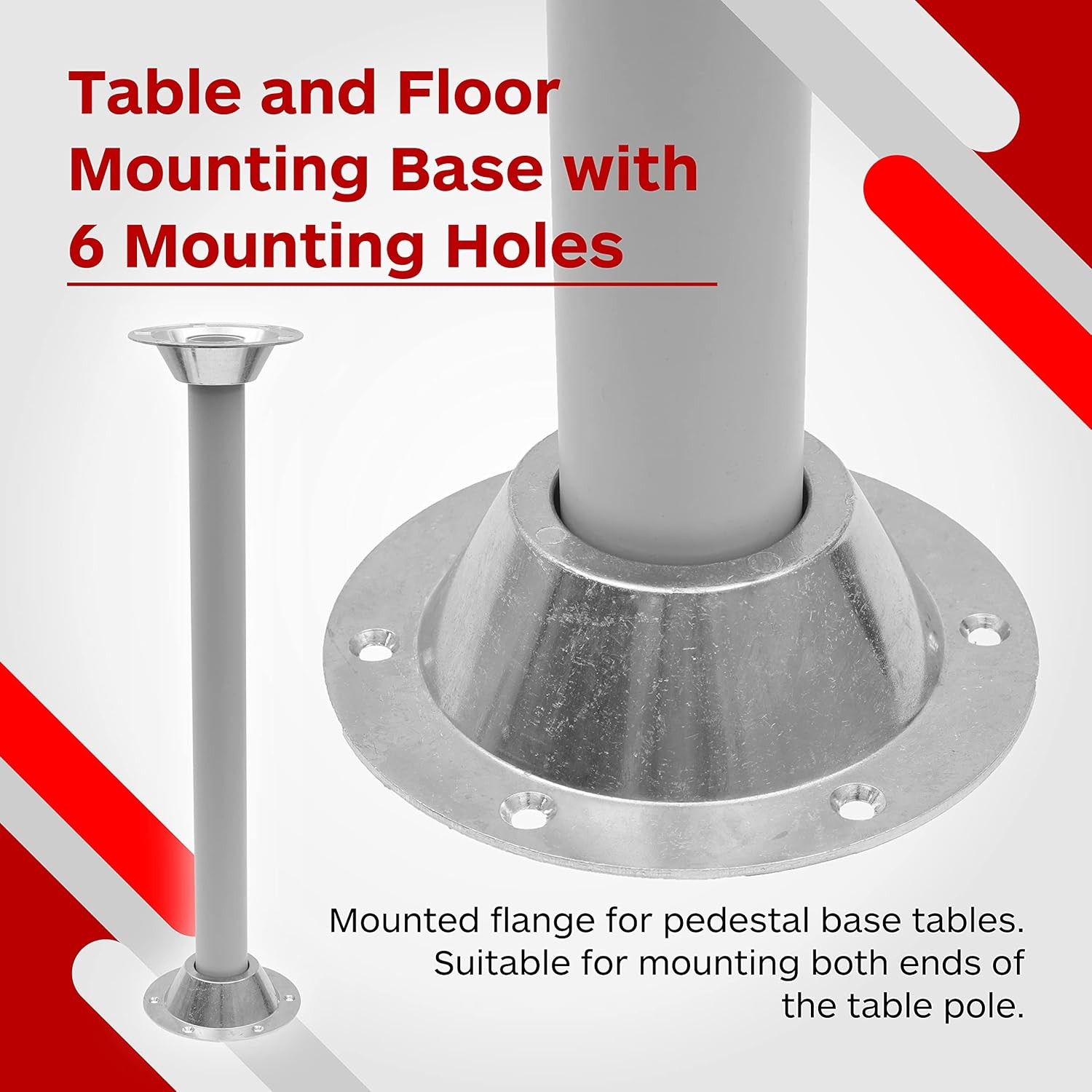 (2-Pack, Sliver) Aluminum RV Table and Floor Mounting Base (Standard Size)