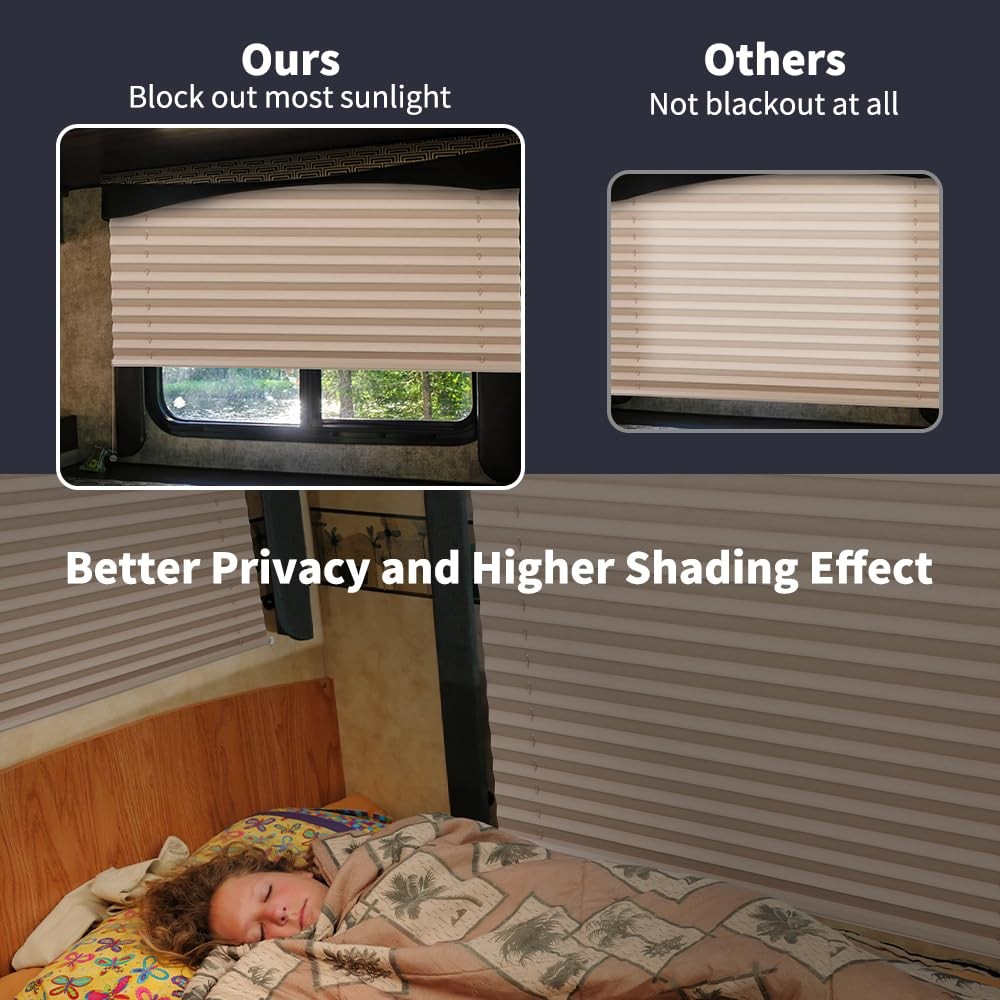 RV Blinds for Camper Window Blackout Shades 50″W x 32″H, Cappuccino