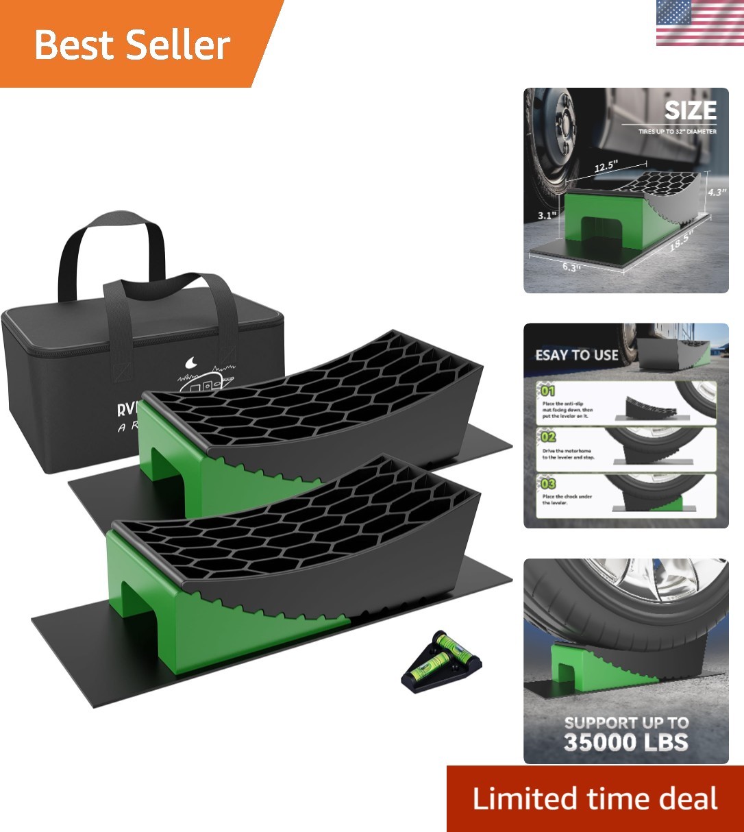 Ultimate 8-Piece Trailer Leveler Kit with Curved Levelers & Grip Mats