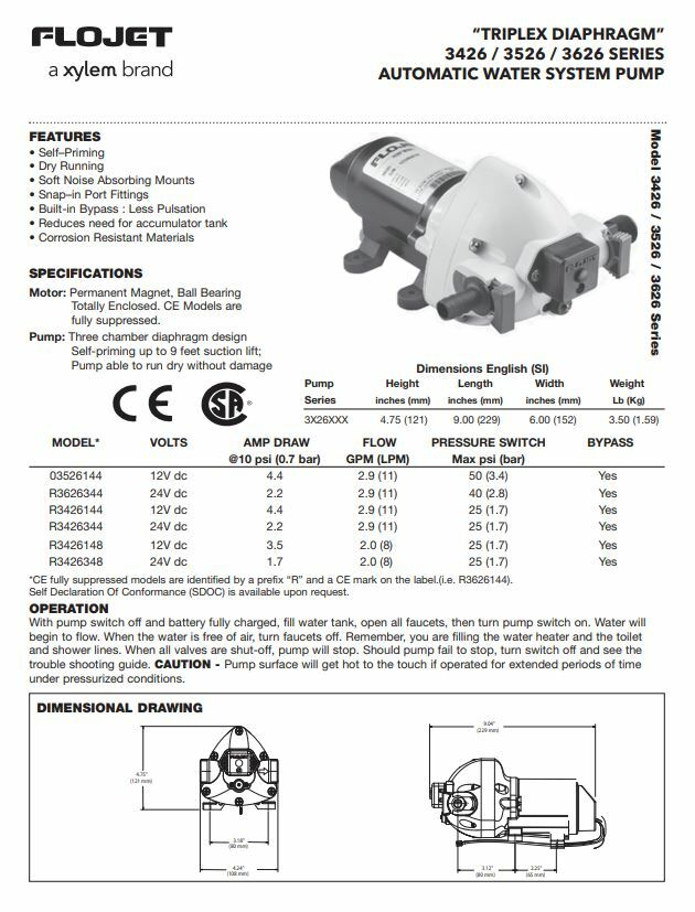 Flojet Triplex 2.9 Pressure Controlled Pump | R3426144A |12 Volt D.C
