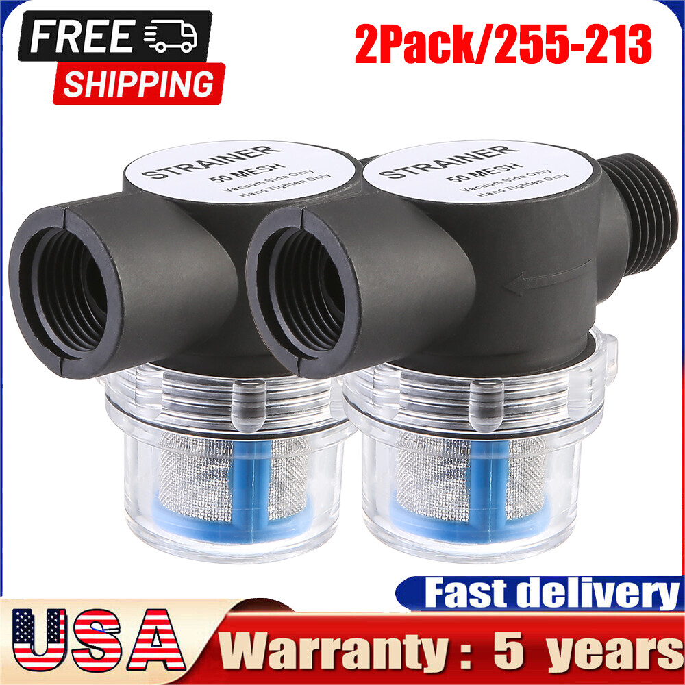 2x 1/2″ 255-213 RV Water Pump Strainer Filter Camper Marine Freshwater Strainer