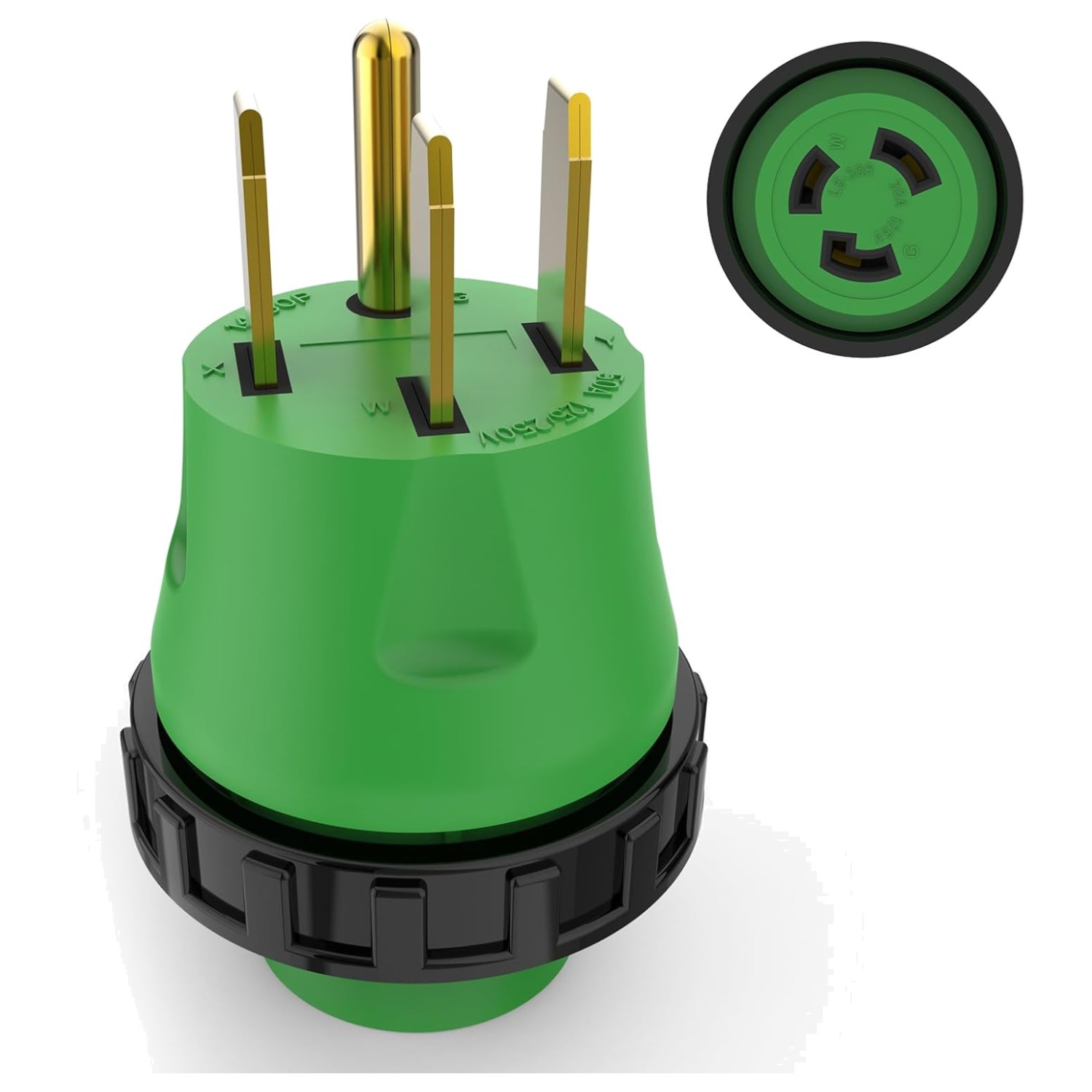50 Amp to 30 Amp RV Power Adapter Plug with Locking Connector Green 125V NEMA…
