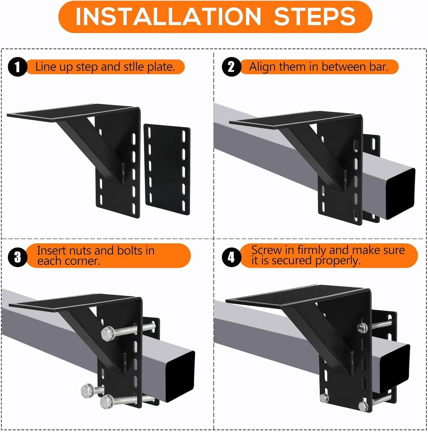 Frame Mounted Trailer Step Boat Trailer Step Non Slip Surface Supports 300 Lbs.