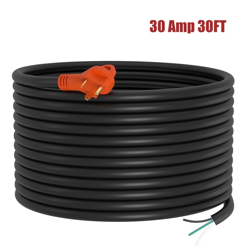 30FT 30 Amp RV Cord W/6″ Loose End Plug With Handles Generator Power Cord