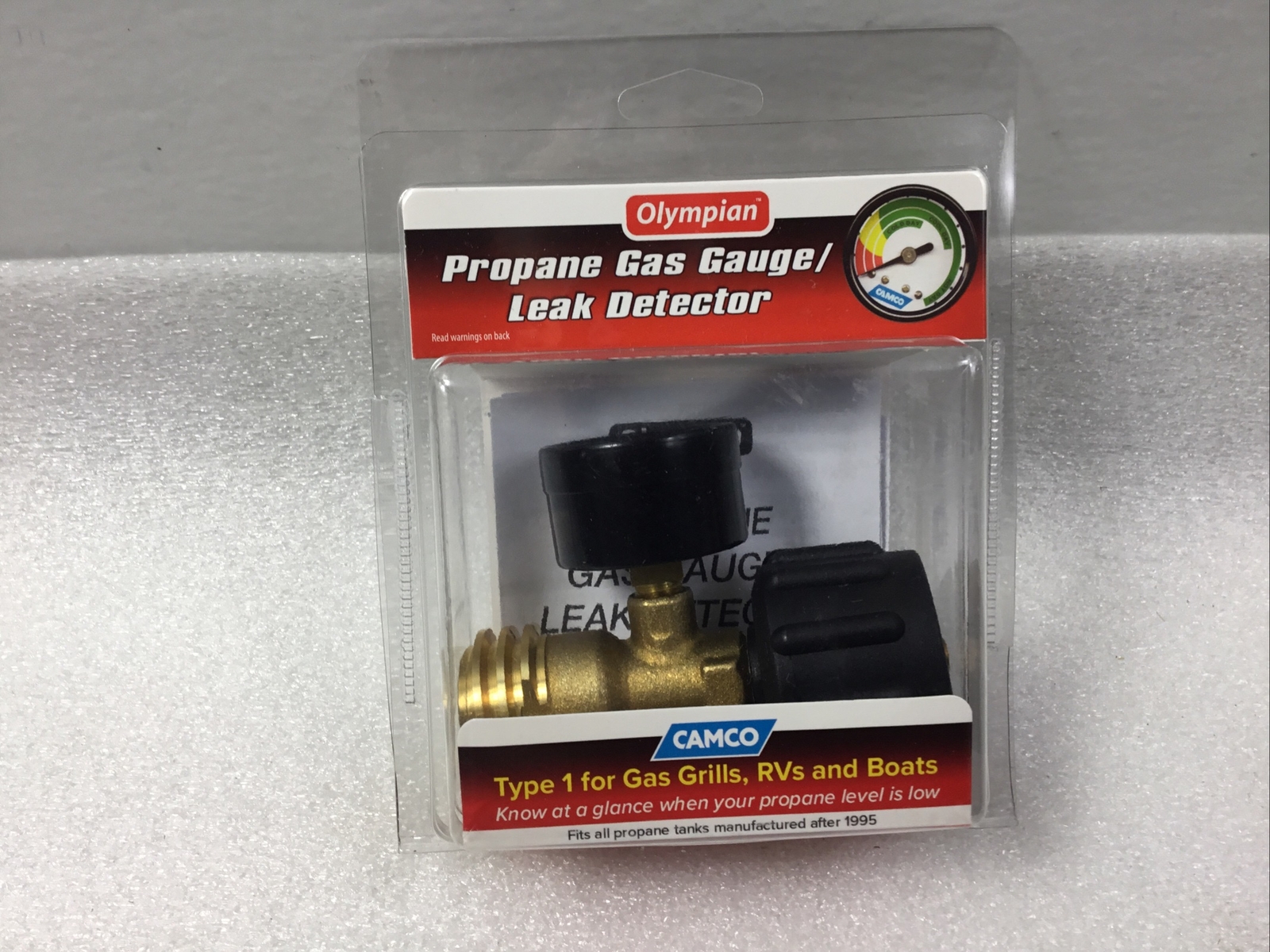 New Camco Propane Gauge Leak Detector Type 1 Connection Gas Grill RV Boats 59023
