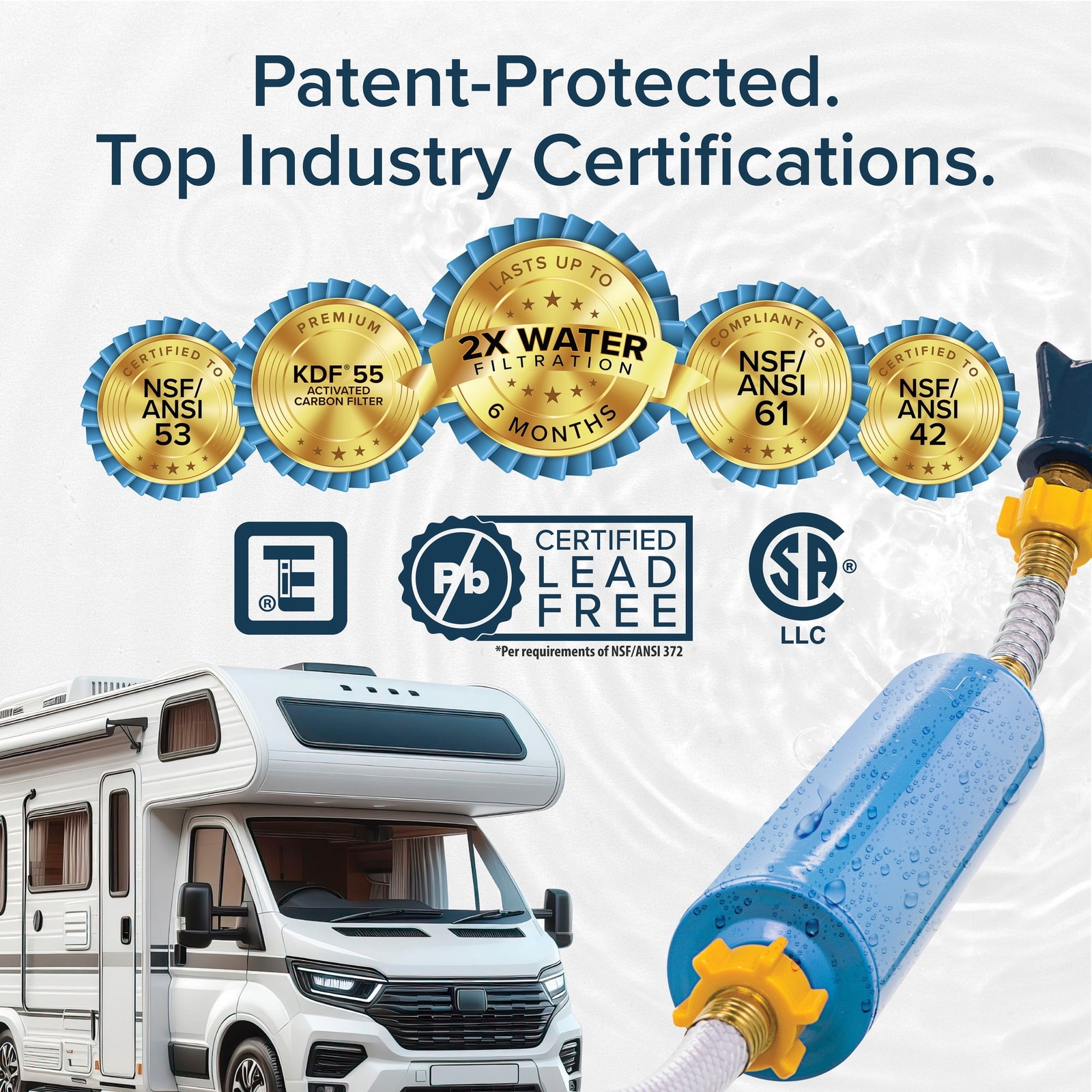 Camco TASTEPURE XL RV Water Filter and Hose Protector – 6-Step Water Filtration