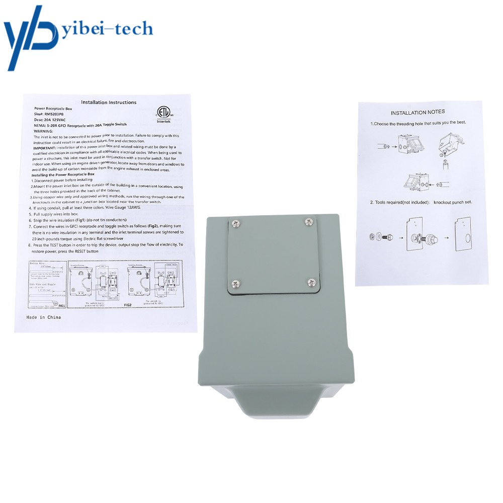 Outdoor Electrical Outlet Box 20Amp GFCI Receptacle Plug Rainproof with Switch