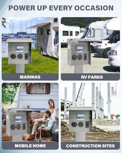 RV Electrical Outlet Panel 20 30 50 Amp 125 250 Volt with Breaker for RV Park