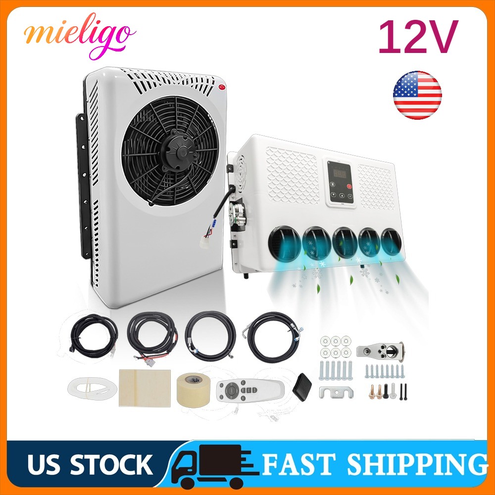 Mieligo 12V Split Air Conditioner Electric A/C Set For Auto Caravan RV Truck Cab