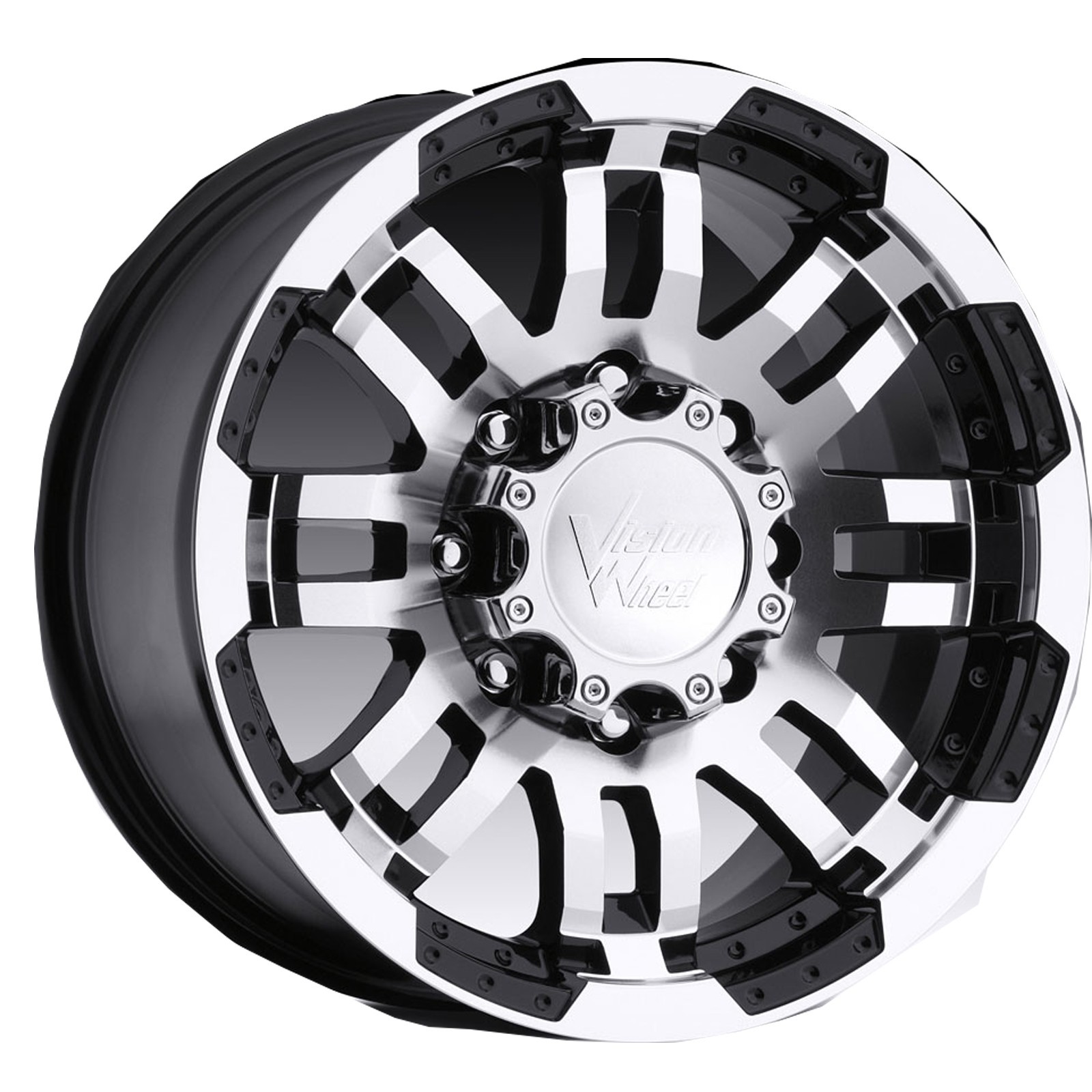 Vision Wheel 375 Warrior Trailer RIM 16×6 8/6.5 0mm Gloss Black Machined Lip