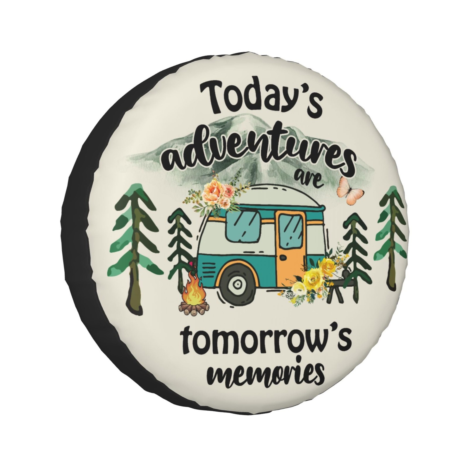 Spare Tire Cover for RV Camper Adventure, 15 inch, Adventure Memories