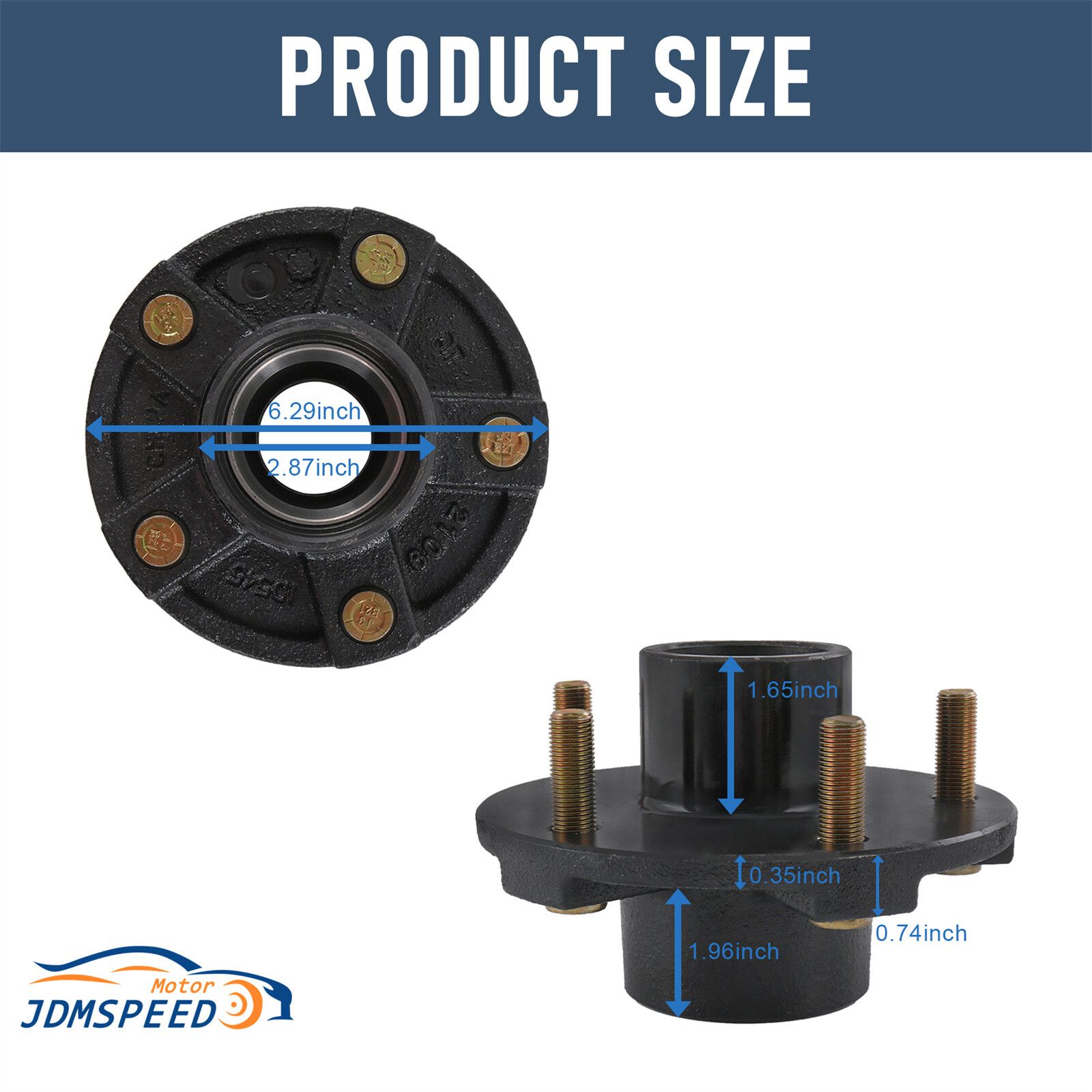 2PACK Trailer Idler Hub Kits 5 on 5″ fit for 3500 lbs Axle -22018K cone bearings