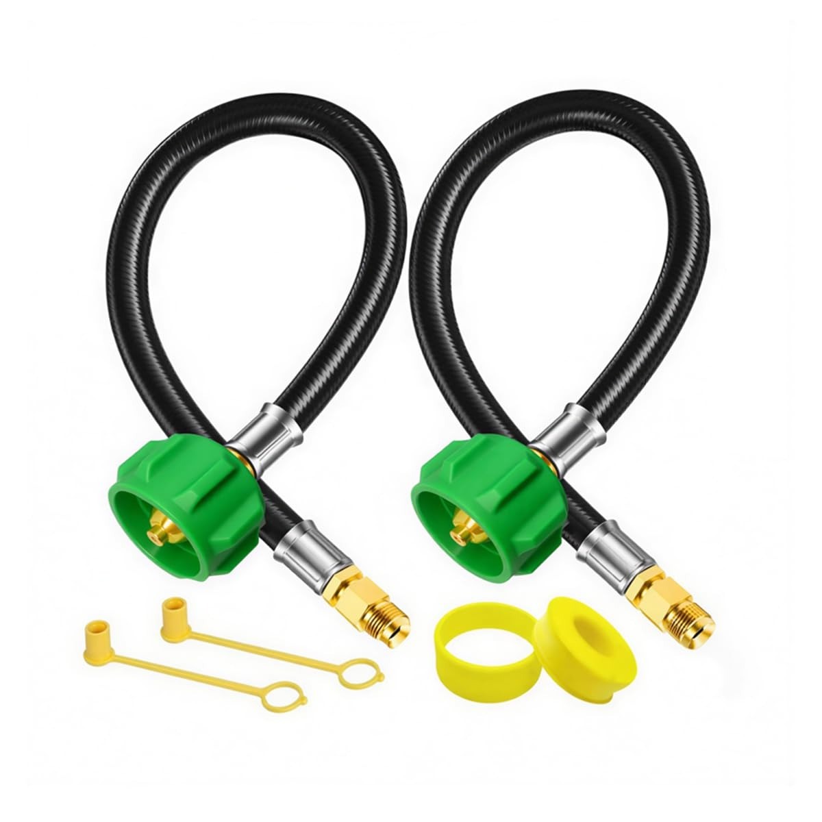 2 Pack 15″ RV Propane Hose QCC1 Type1 to 1/4″ Male Flare Camper BBQ Gas Line