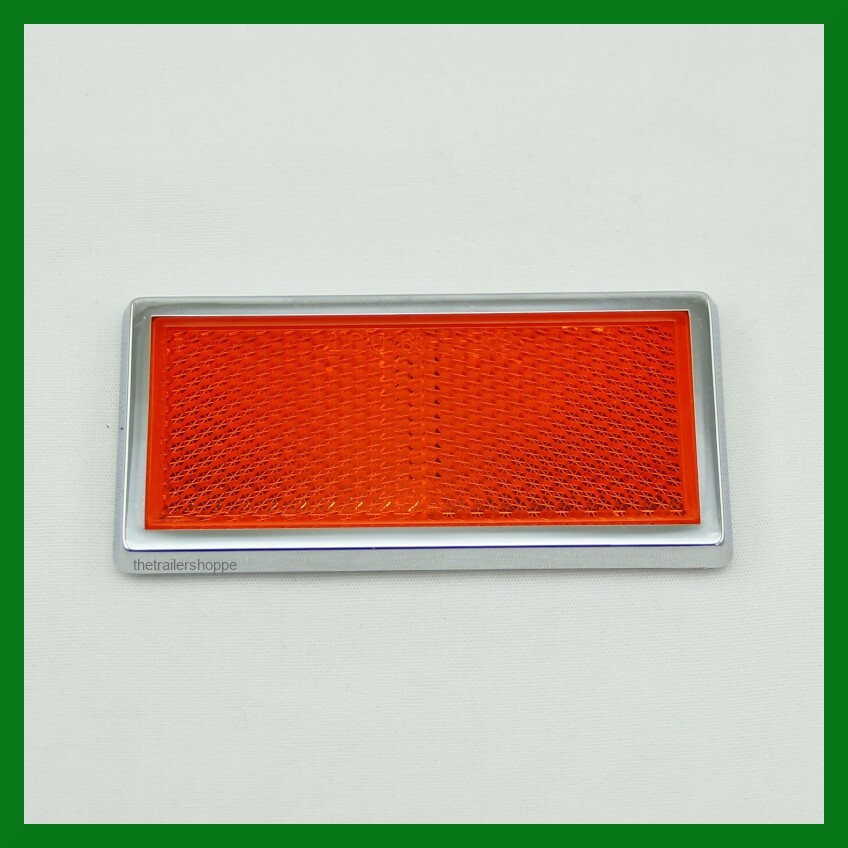 Amber Stick-on Reflectors with Chrome Bezel Truck RV 3-1/2″ Rectangular Set of 4