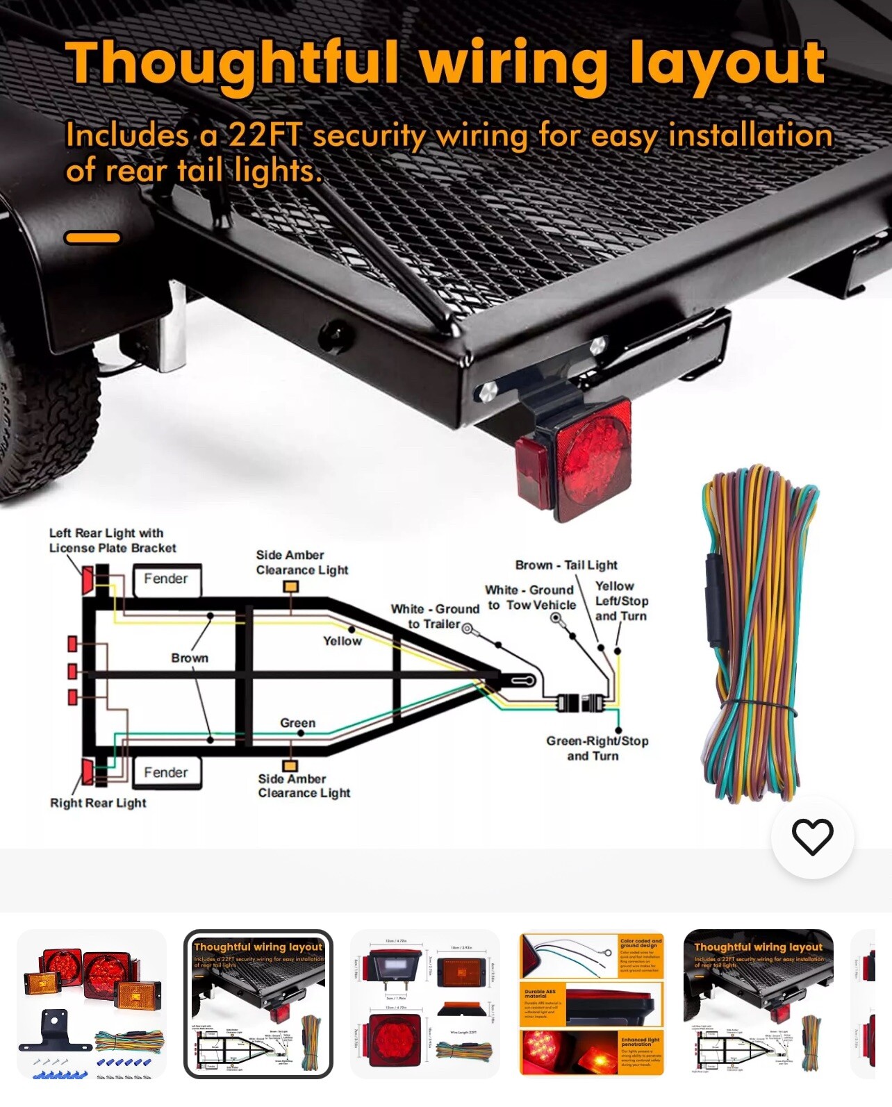 MAXXHAUL 70205 Trailer Light Kit – 12V All LED, Left and Right Waterproof