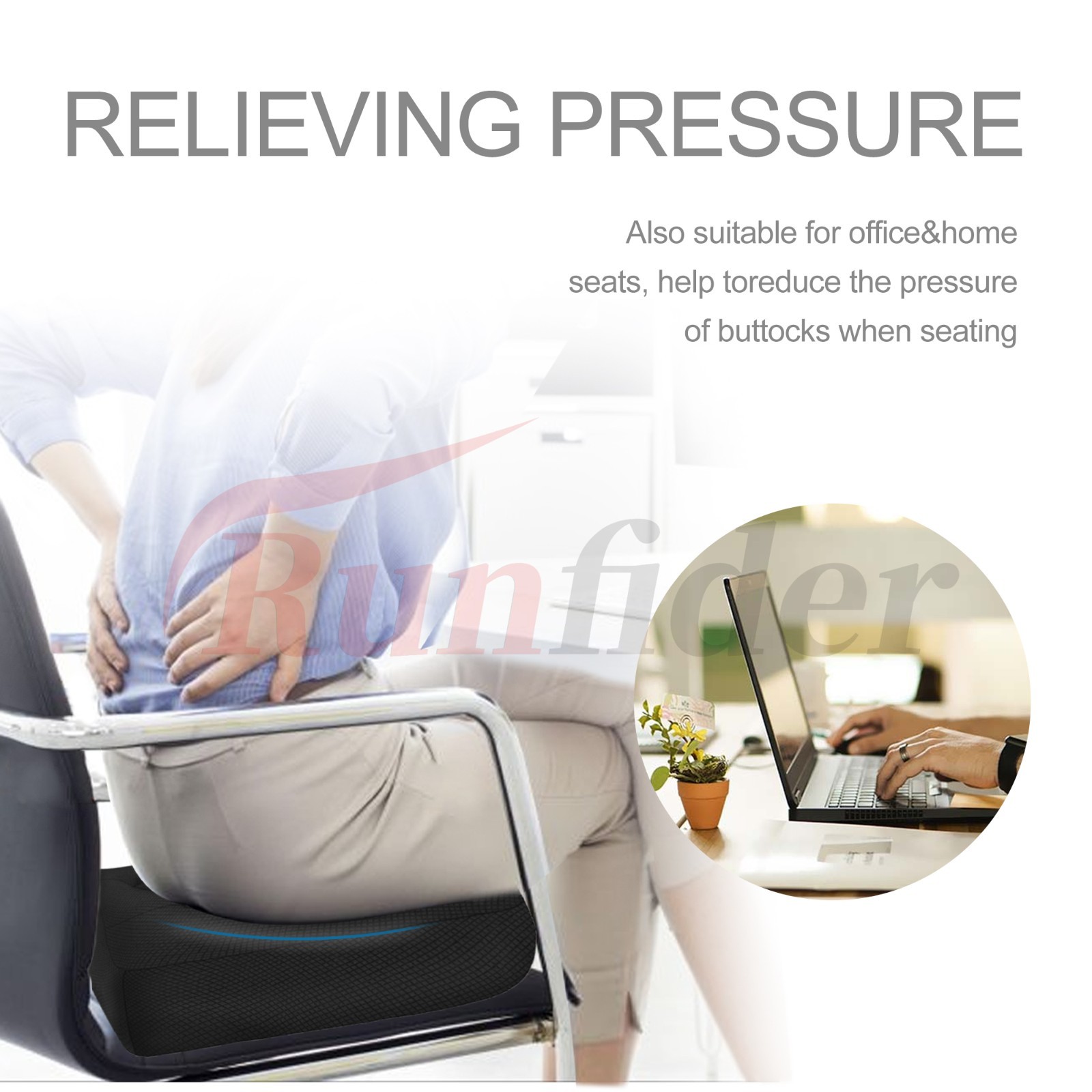 Adjustable Height Car Booster Cushion with Ventilated Mesh Design-Black