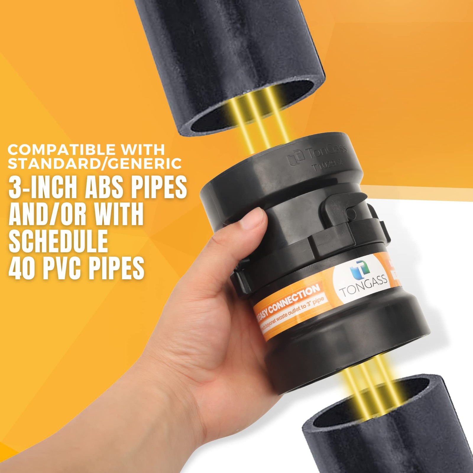 2 x Combo Pack RV Sewer Hose Fitting Adapter – PVC Connection 3 inches, Black