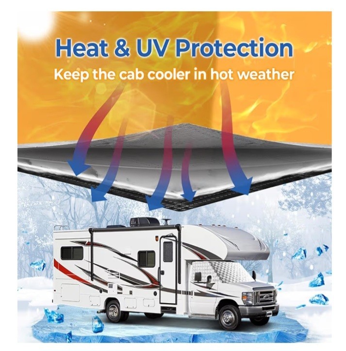 RV Windshield Cover Compatible with Class C Ford 1997-2025, UV Block