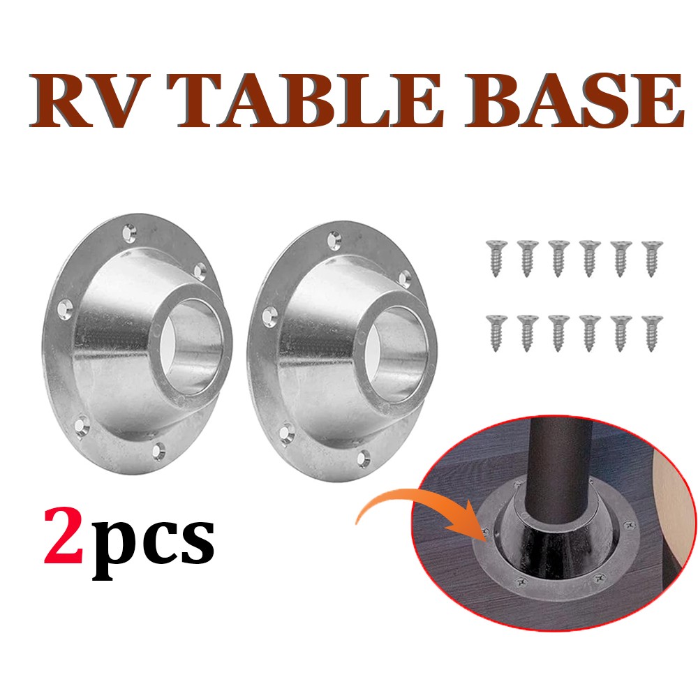2X Sliver Aluminum RV Table Floor Mounting Base with Screws For Camper Trailer