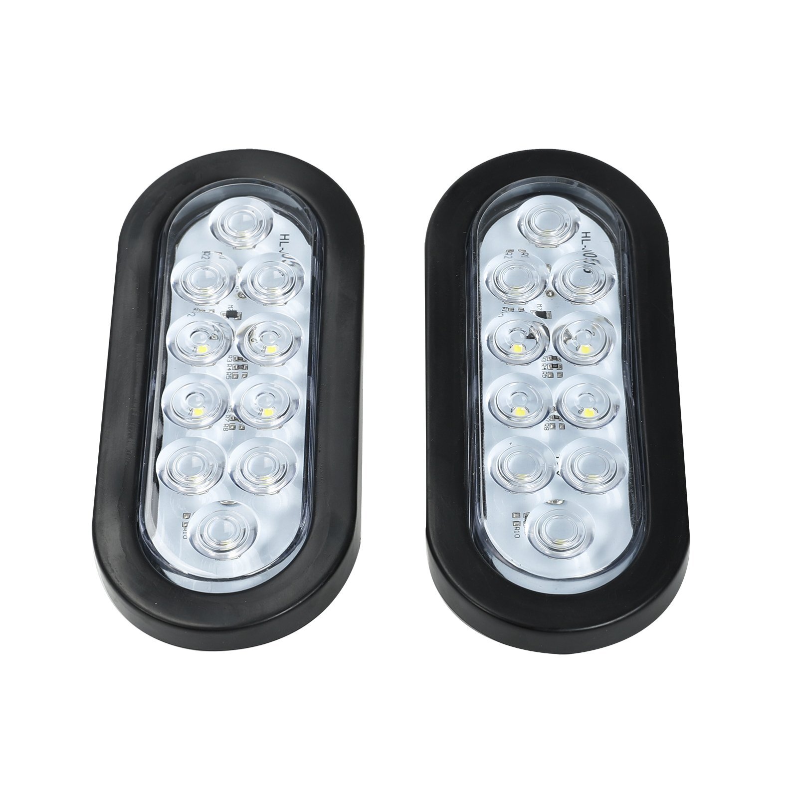 20Pcs 6″ Oval White 10 LED Trailer Truck Reverse Backup Tail Lights Flush Mount