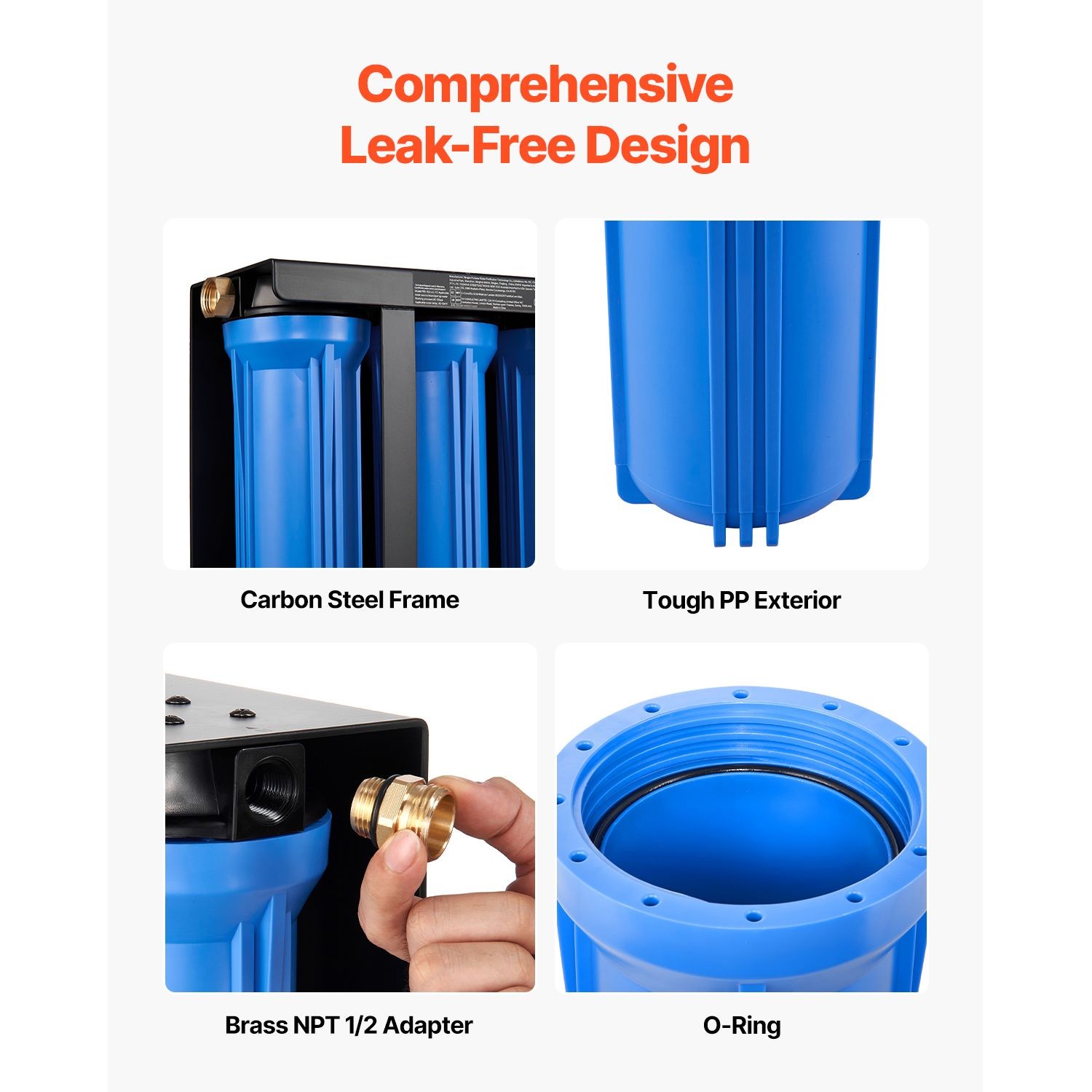 3-Cartridge RV Water Filter System 2.9 GPM, 7500 Gal Capacity