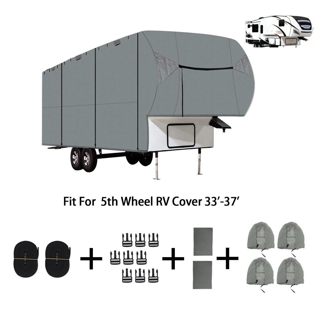 33′-37′ FT Waterproof 5TH Wheel RV Motorhome Camper Storage Cover With Zipper