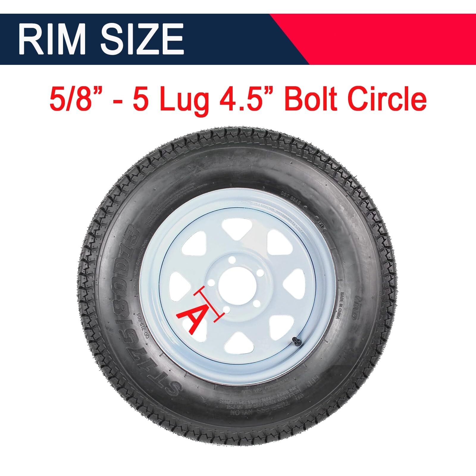 2X Trailer Tires and 13″ Rims Wheels 5 Lug on 4.5″ ST175/80D13 175 80 13 Tires