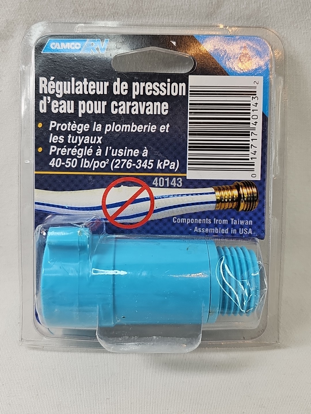 NEW! Camco RV Marine Water Pressure Regulator 40-50 PSI 40143 TastePure