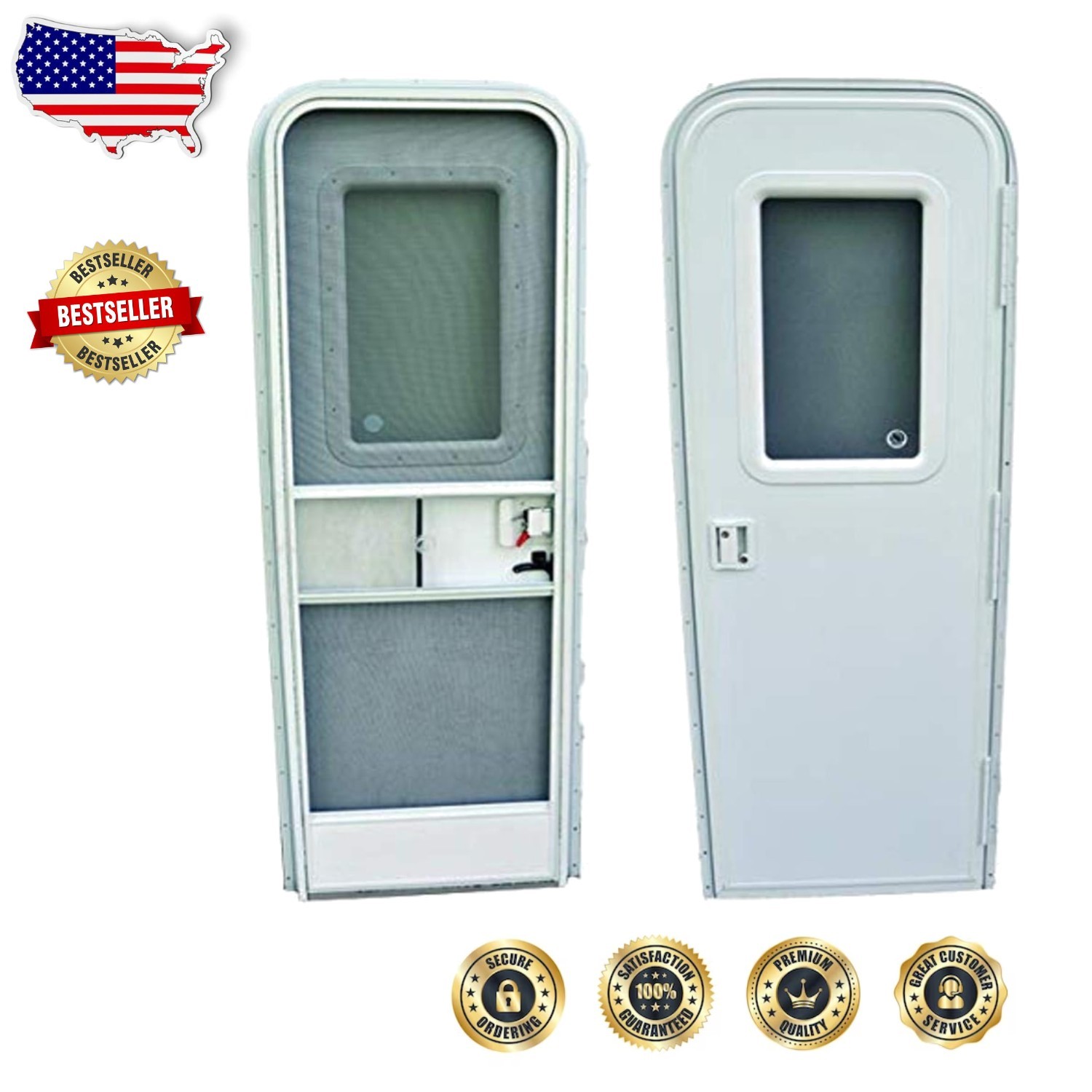 White RV Entrance Door Window Glass – Obscure, Durable, Easy Install