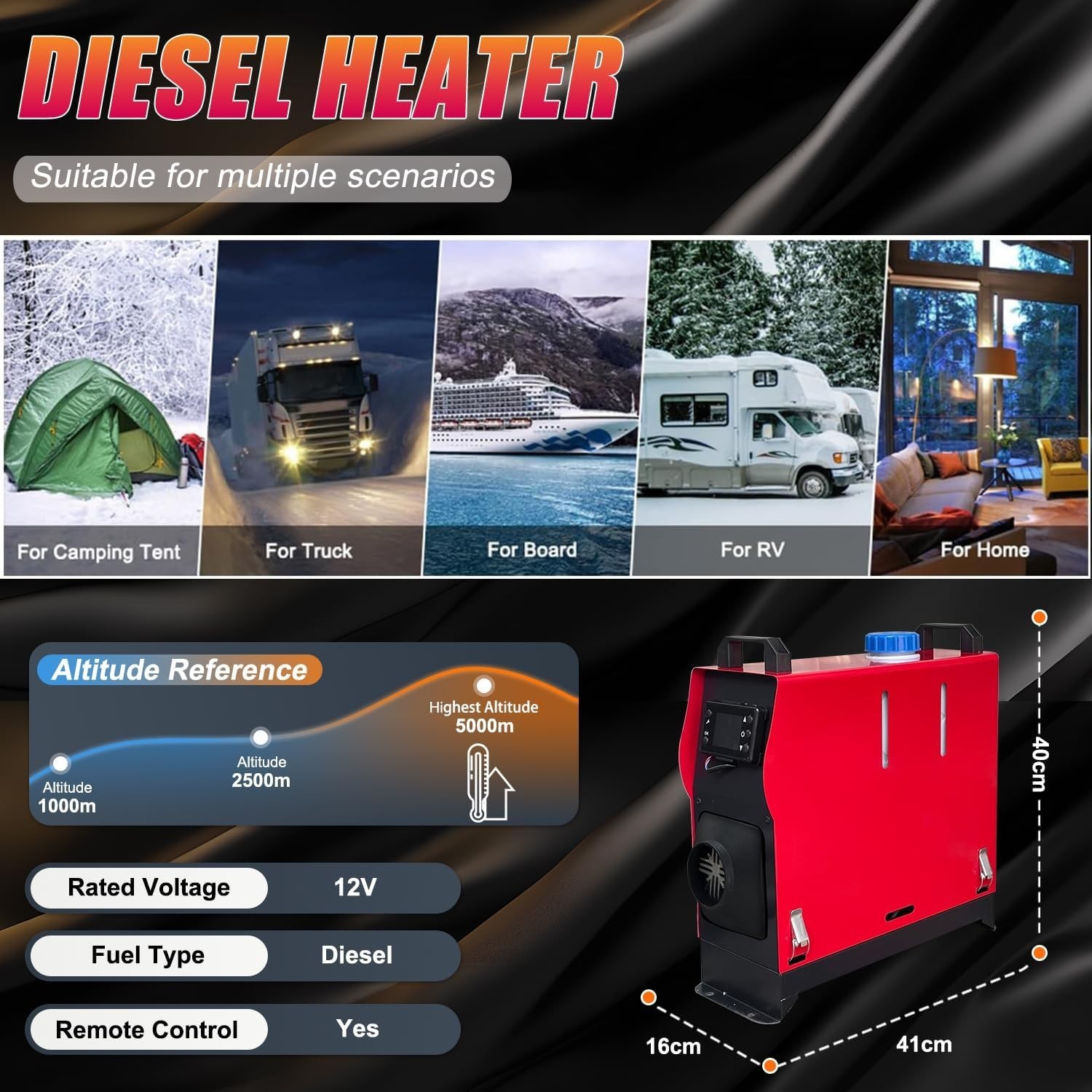 5KW Air Diesel Heater LCD Remote 12V For Lorry Motor Homes Car Boat SUV RV Van