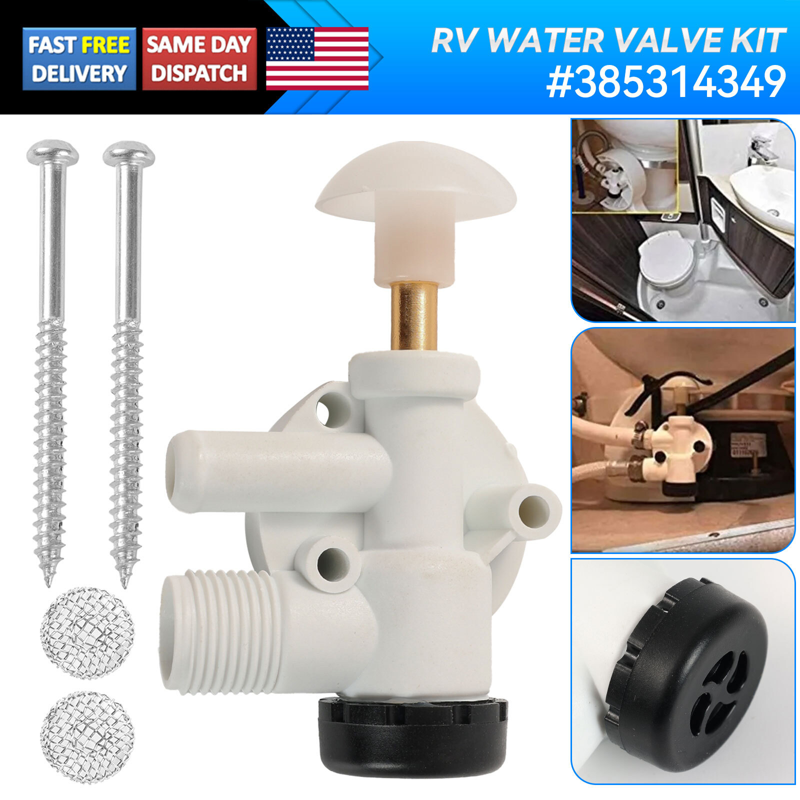 For Dometic Sealand 110 111 147 148 210 211 385314349 RV Toilet Water Valve Kit