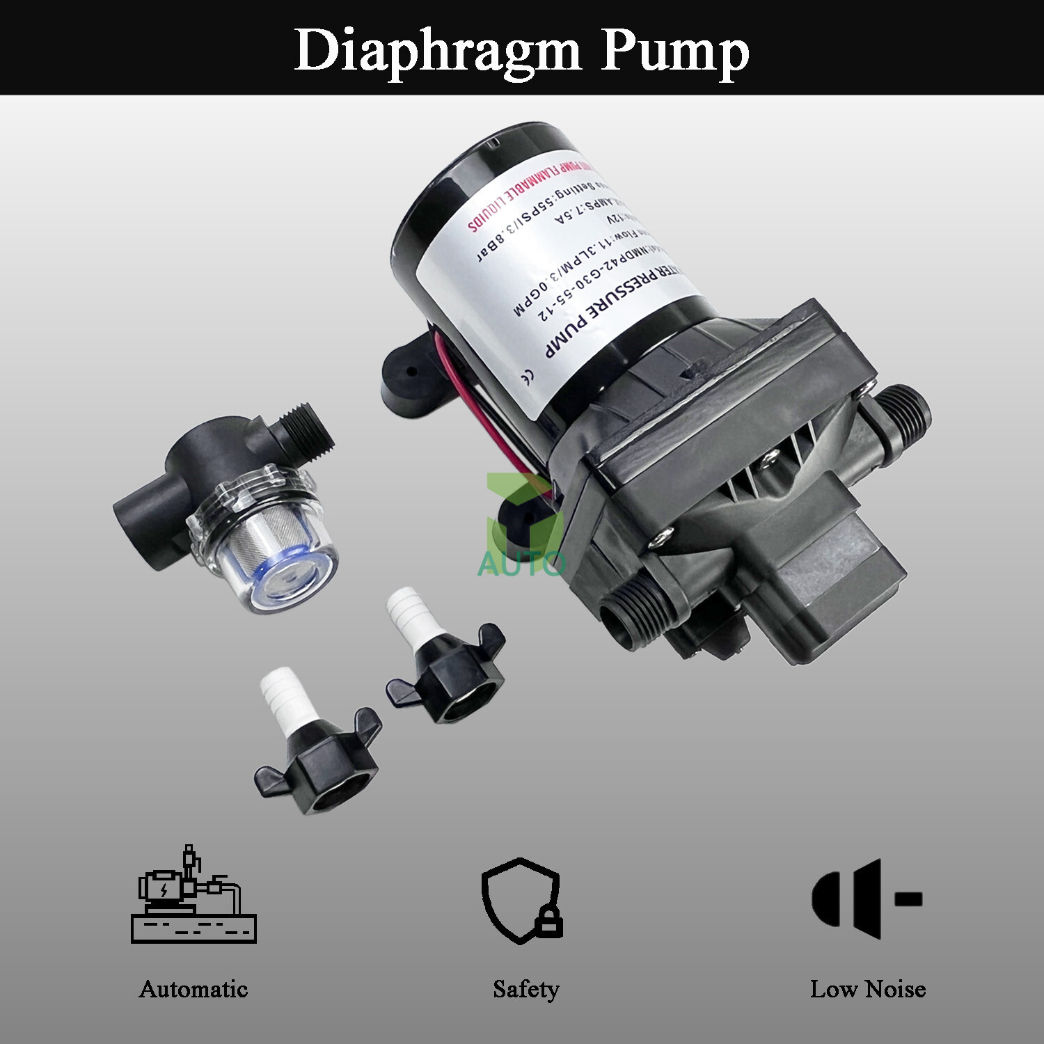 Water Pump 4008-101-A65 Revolution 55 PSI with Strainer 12V 3.0 GPM RV