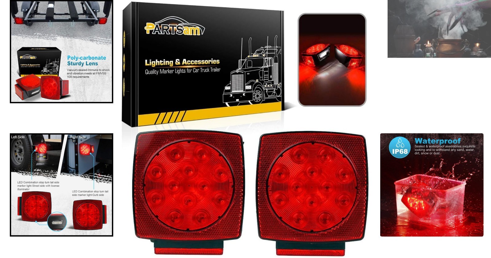 Durable 12V Submersible Trailer Light Set – Stop, Turn, Brake Functions Included