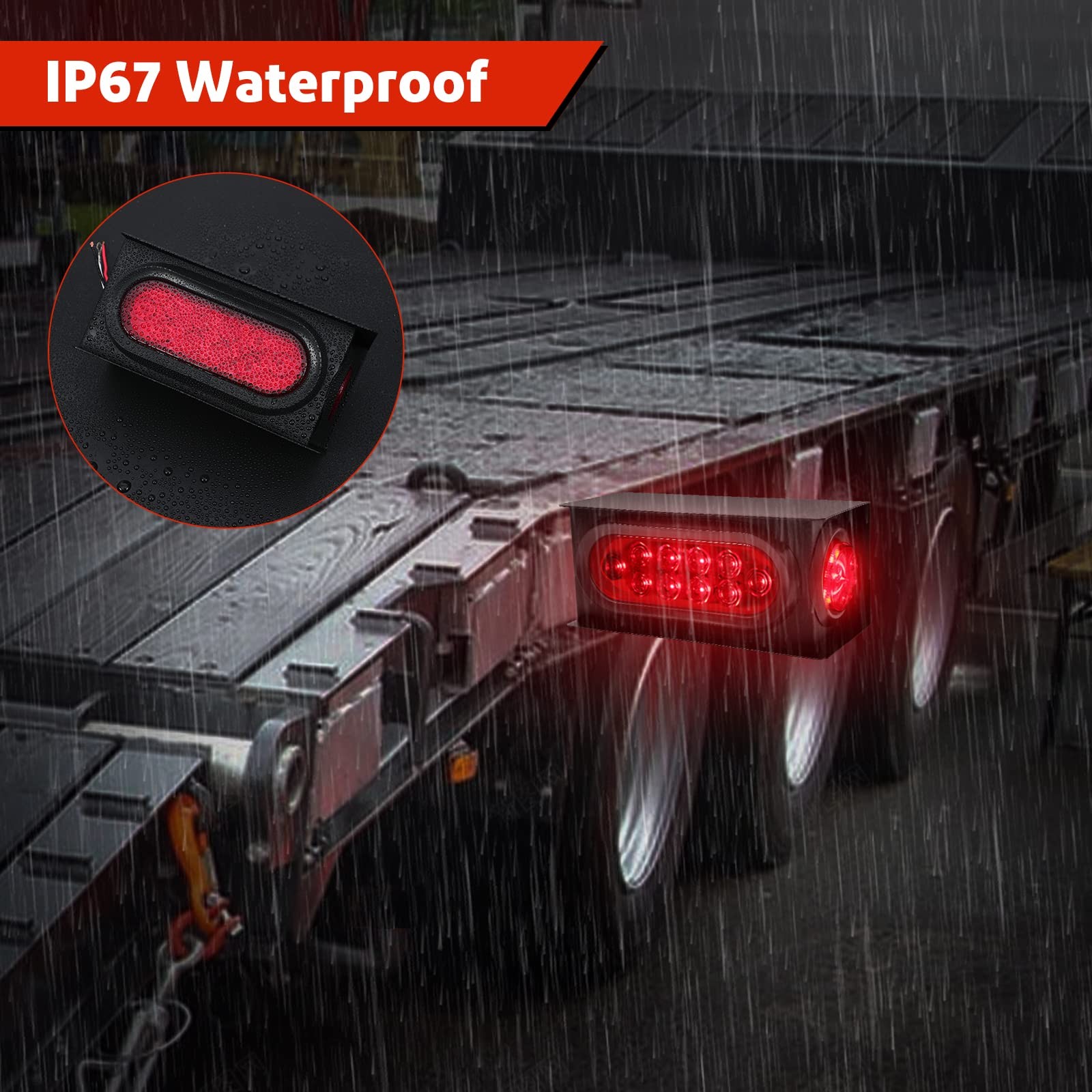 Trailer Lights Welded Mount Steel Boxes Housing Kit W/6 Inch LED Oval Tail Light