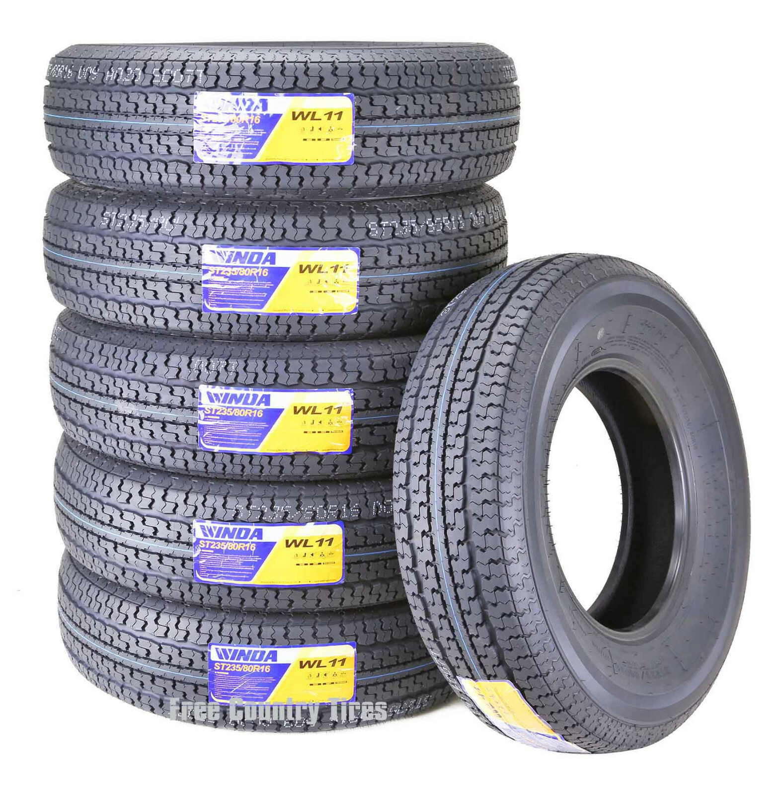 6 WINDA Premium Trailer Tire ST235/80R16 Radial 10PR Load Range E Steel Belted
