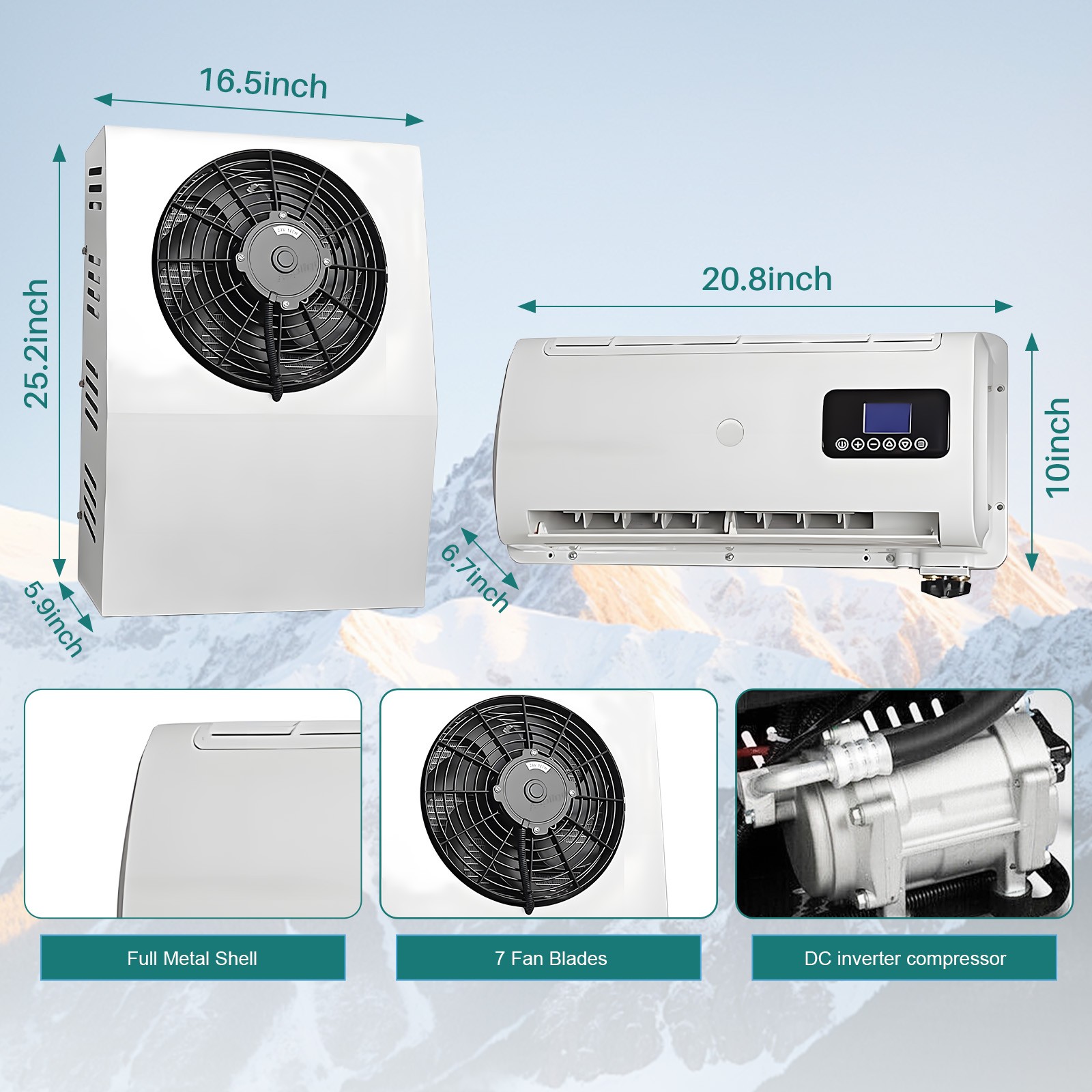 Treeligo 24V Split Fast Cooling Air Conditioner Kit For Electric Car Truck Van