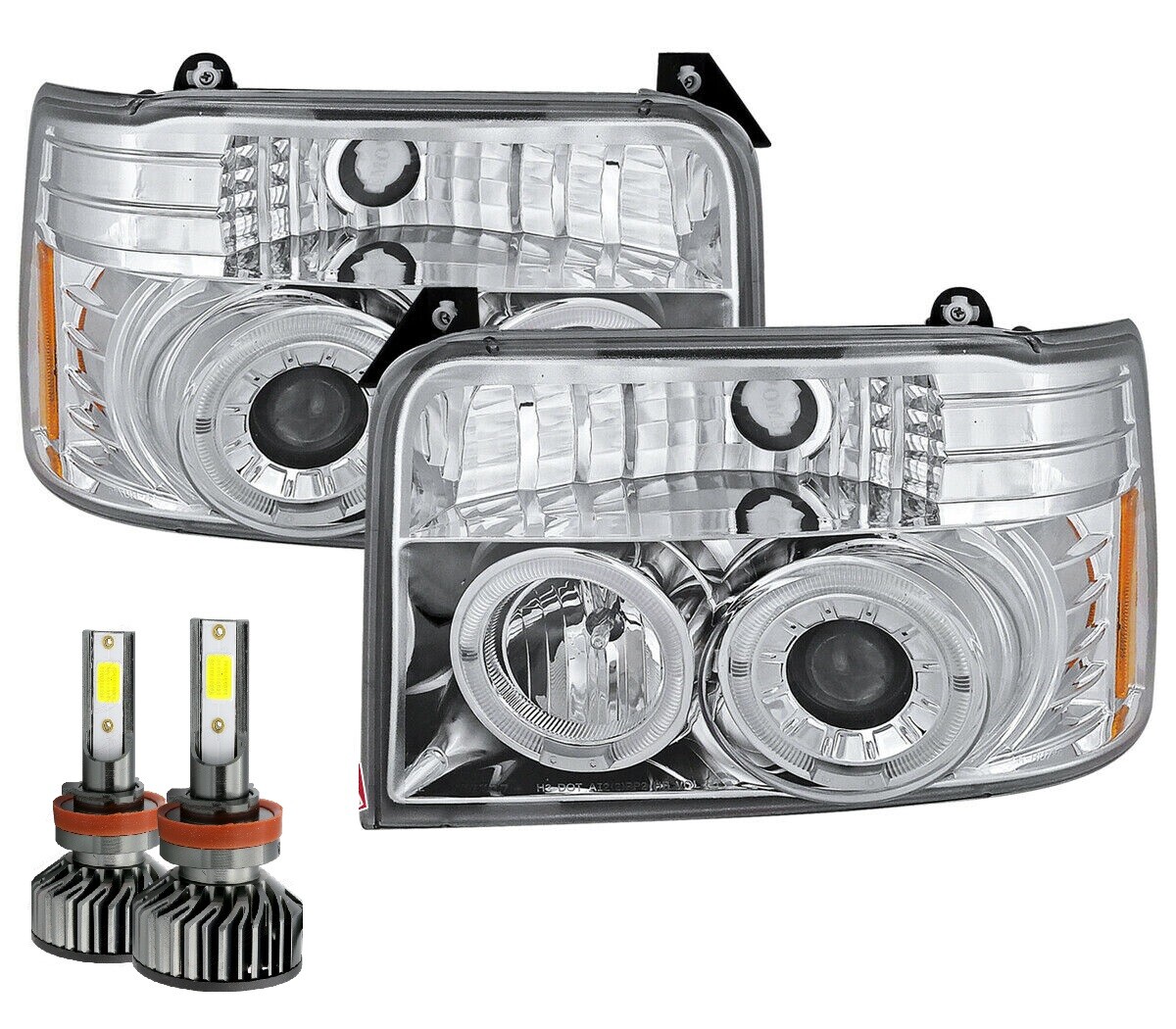 NATIONAL TRADEWINDS 2002 2003 2004 CHROME PROJECTOR HEADLIGHTS HEAD LAMPS LED RV