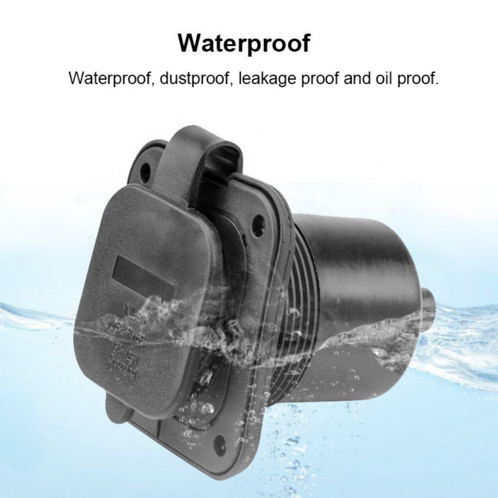 1× 15A 125V RV Power Inlet Receptacle with Waterproof Cap for Camper Marine Boat