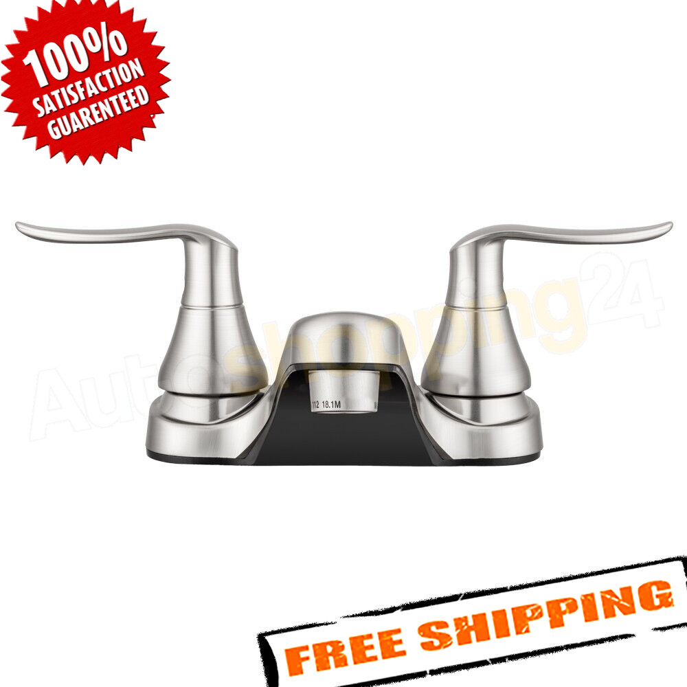Dura Elegant Plastic Satin Nickel Low-Arc Lavatory Faucet with Levers Handles