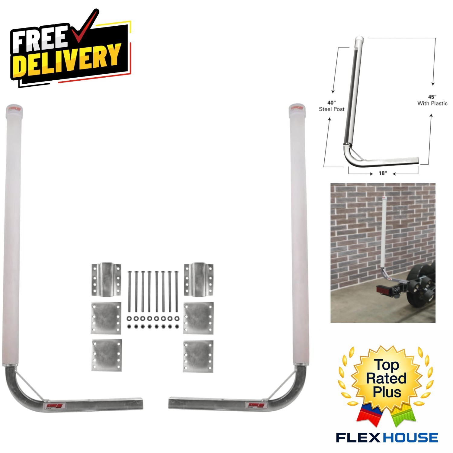 Durable 45″ Boat Trailer Guide-Ons – Easy Installation, Freshwater Use