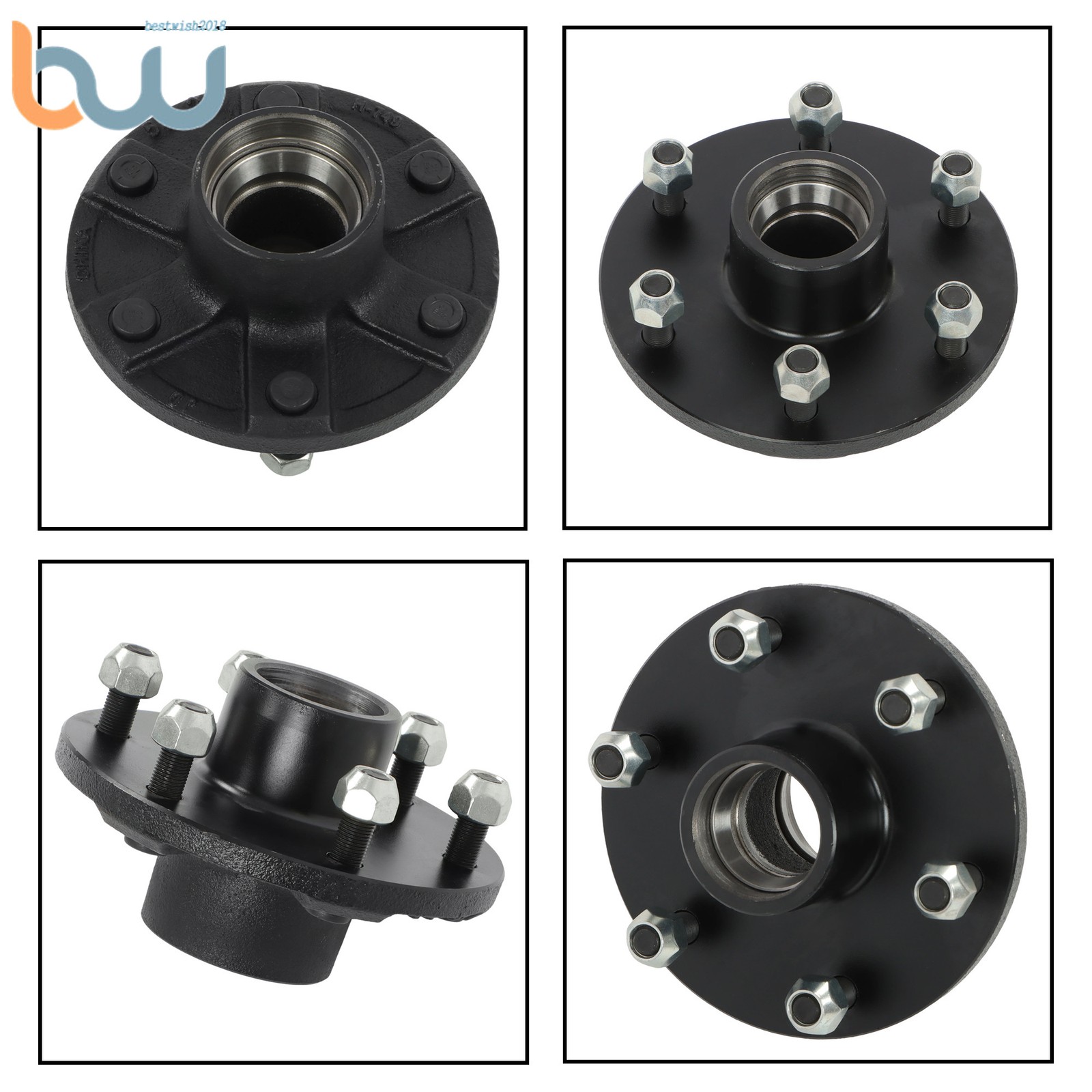 6 Lug Trailer Idler Hub Kit 6 on 5.5″ Round Trailer Spindle #84 2000 lbs Axle