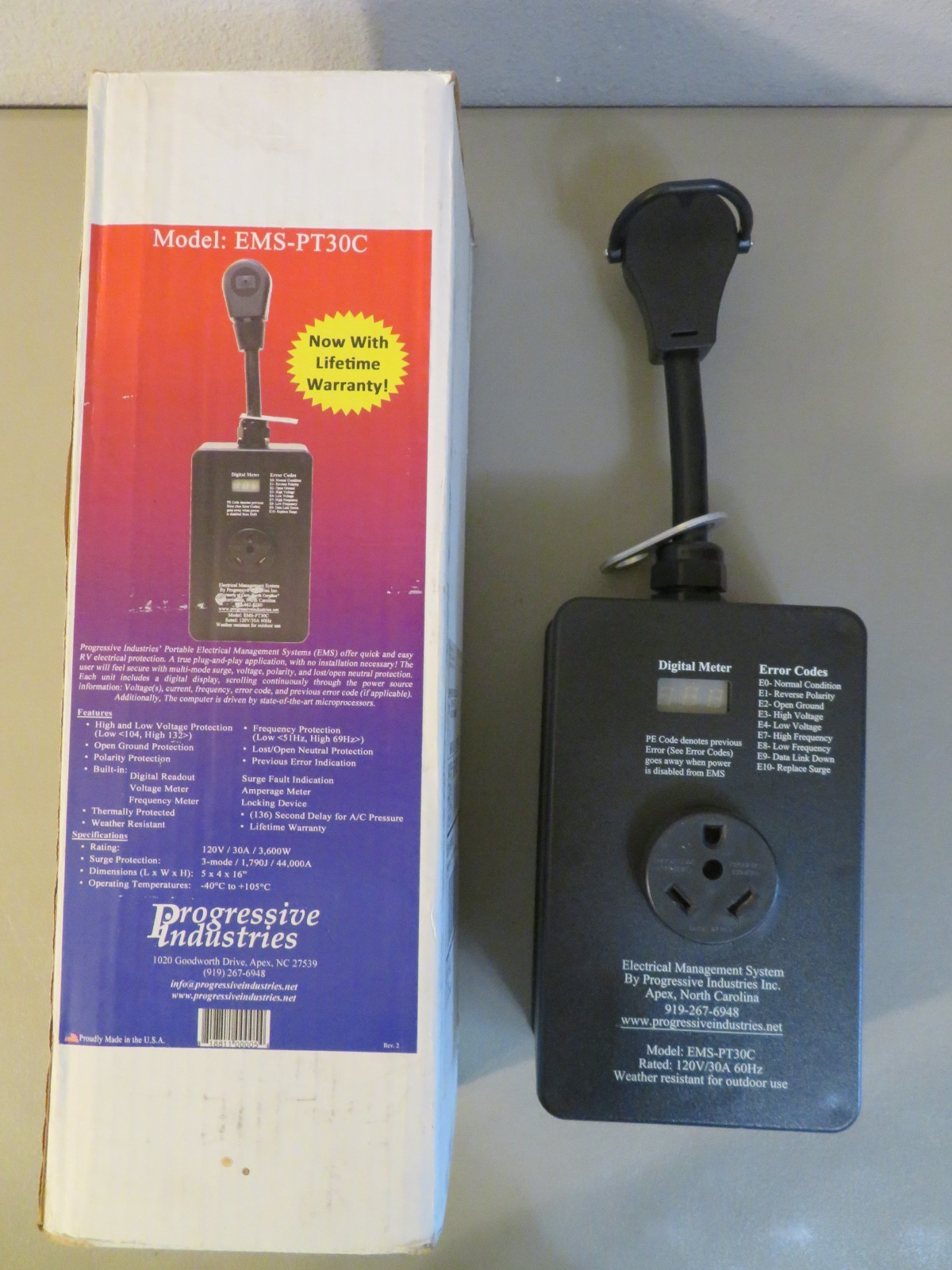 EMS-PT30C Surge Protector RV Progressive Industries 30 AMP Electrical System
