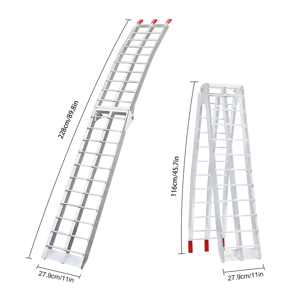 2PCS Aluminum Ramps Loading Trailer Ramp For Motorcycle Trucks ATV UTV Lawnmower