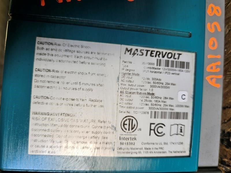 USED 2020 SPRINTER THOR RV MASTERVOLT COMBIMASTER 12V/3000W-160A INVERTER SHIP