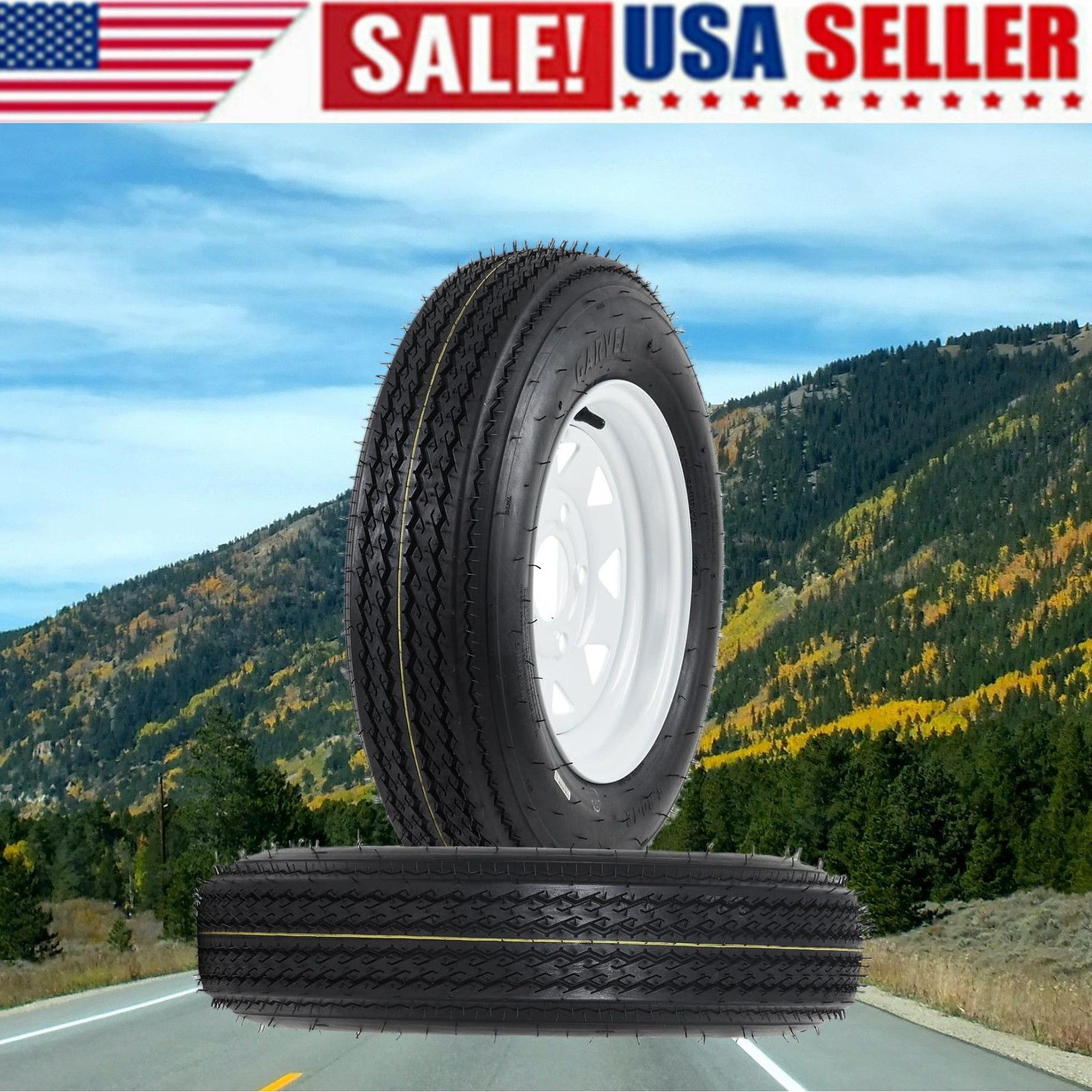 🔝2 PCS Trailer Tires 5.30-12 5.30×12 530-12 530 12 with 12″ Rim 5 Lug on 4.5″ 6