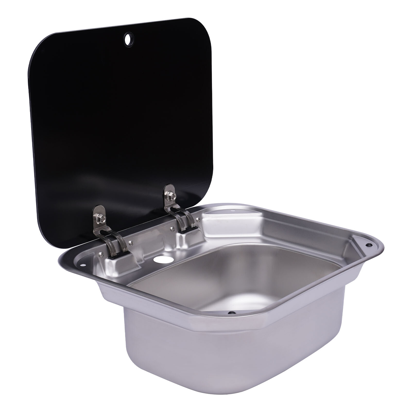 Stainless Steel RV Kitchen Semi-recessed Sink w/ 4x Buckles Overflow-proof New