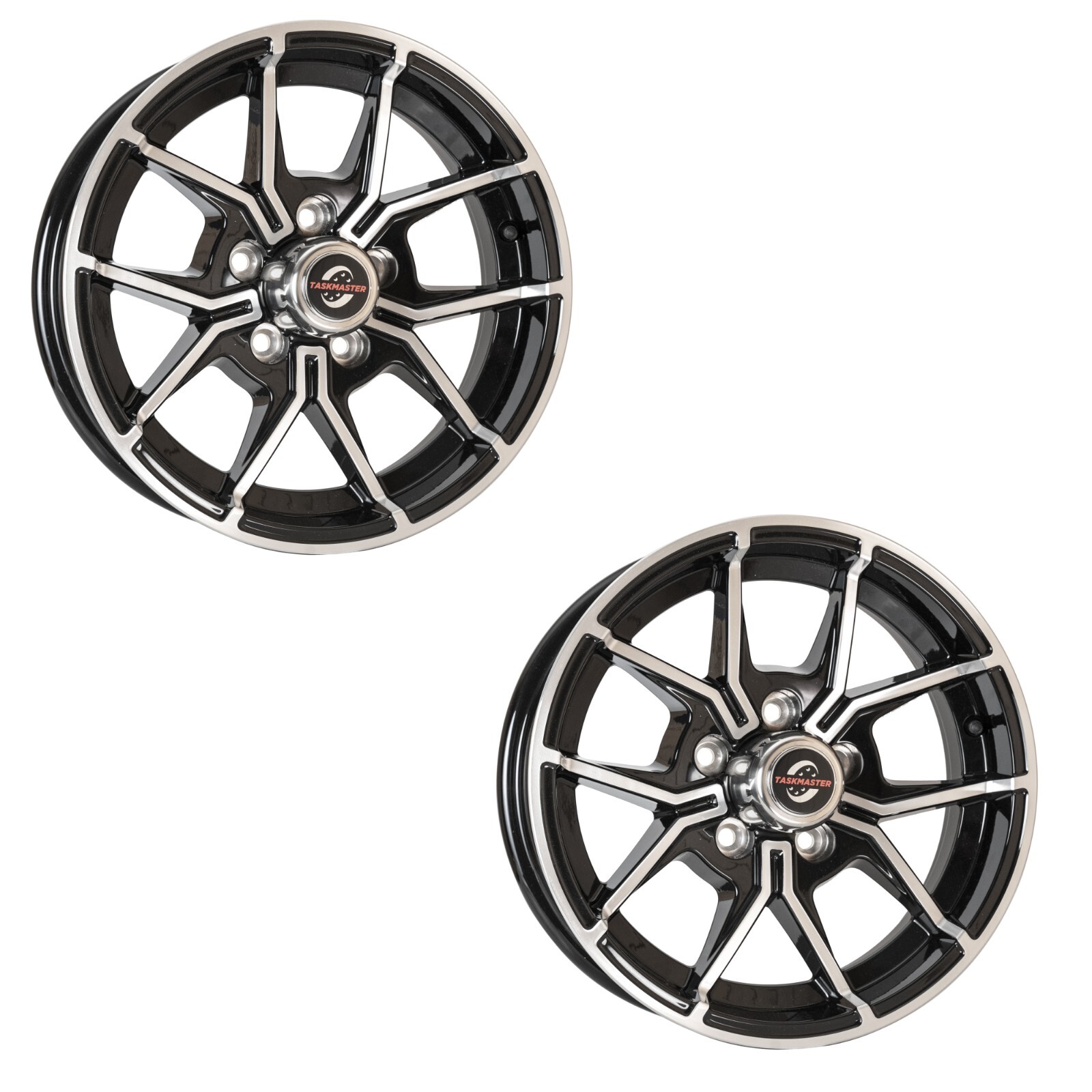 2-Pack 15×5 Trailer Wheel 5×4.5 Black Machined 5 Fork Aluminum Trailer Rim