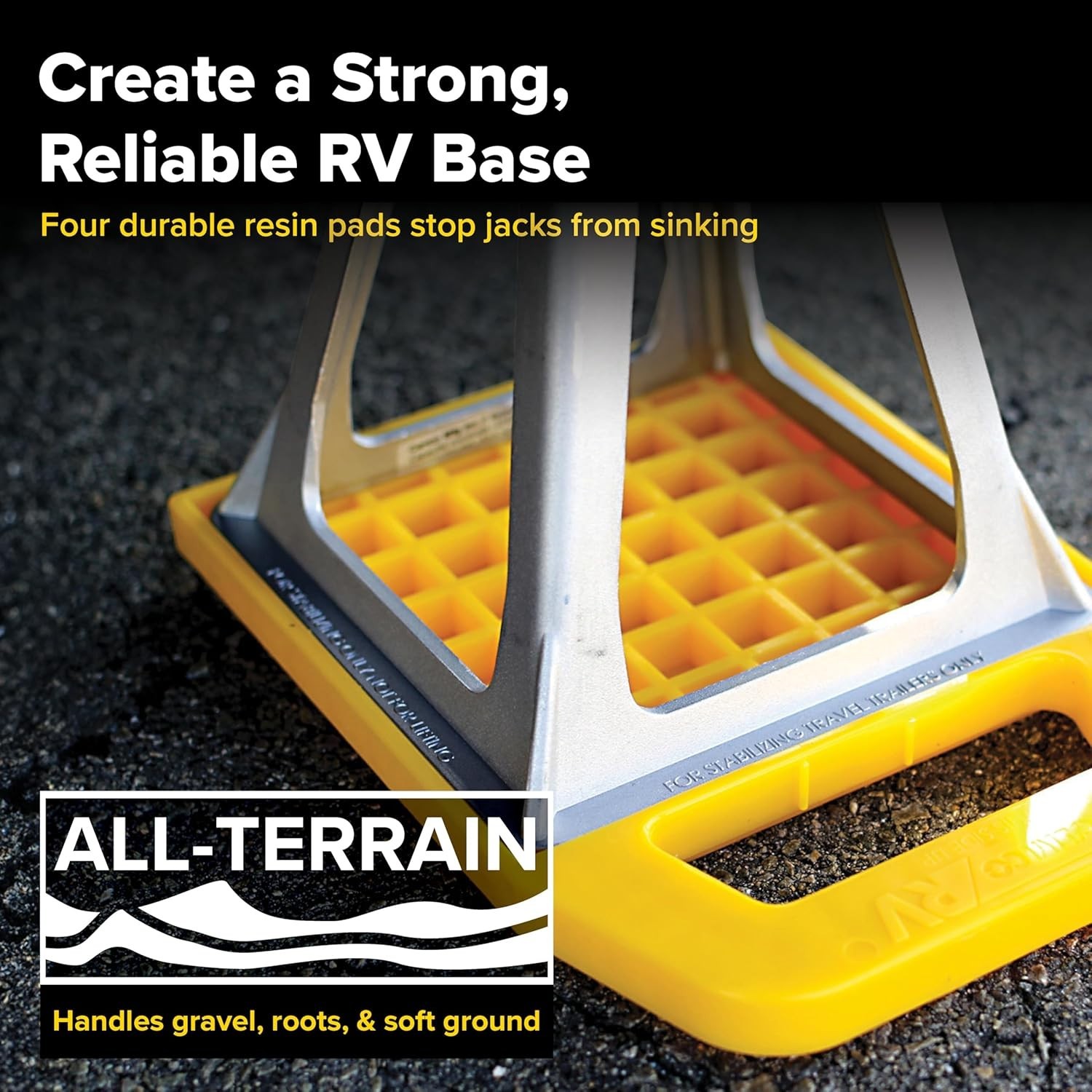 Camco 4-Pack RV Stabilizing Pads – Heavy-Duty, Interlocking Design for Stability