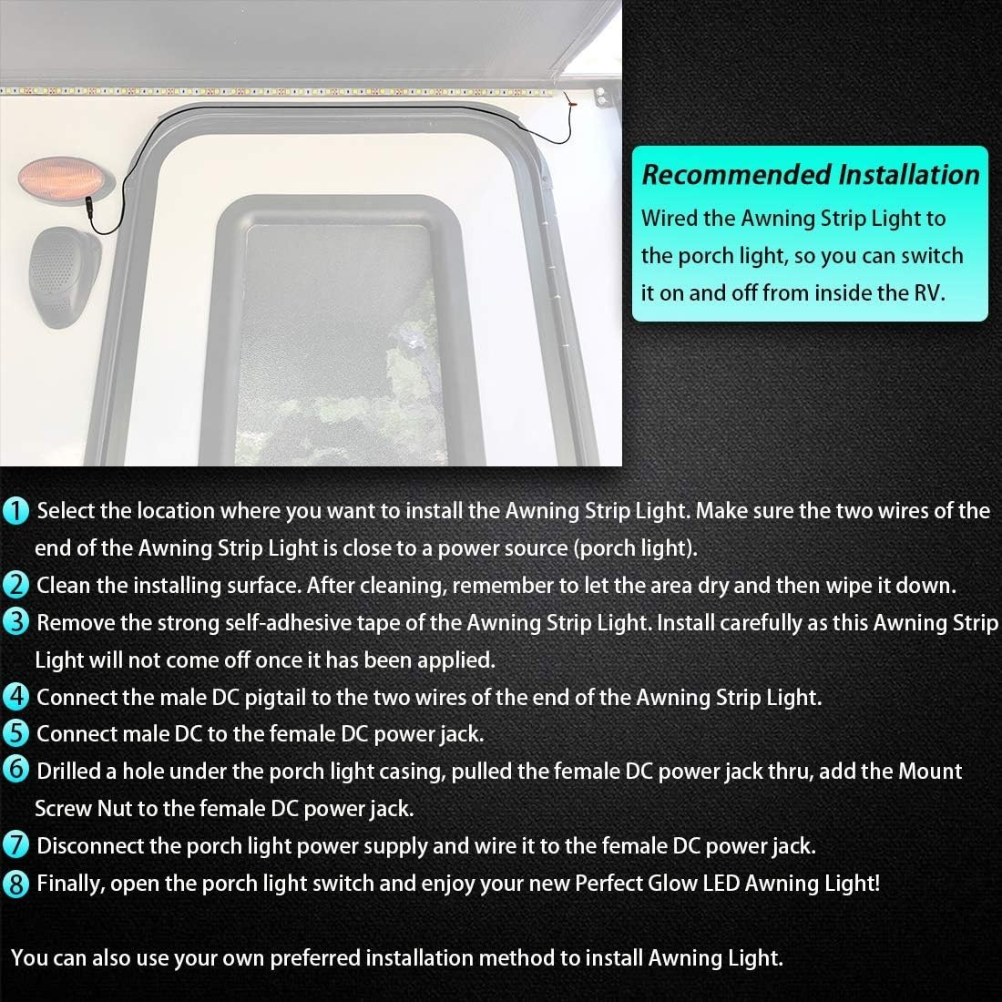 RV Led Awning Party Light, Led Awning Strip Light for Camper Motorhome Travel Tr