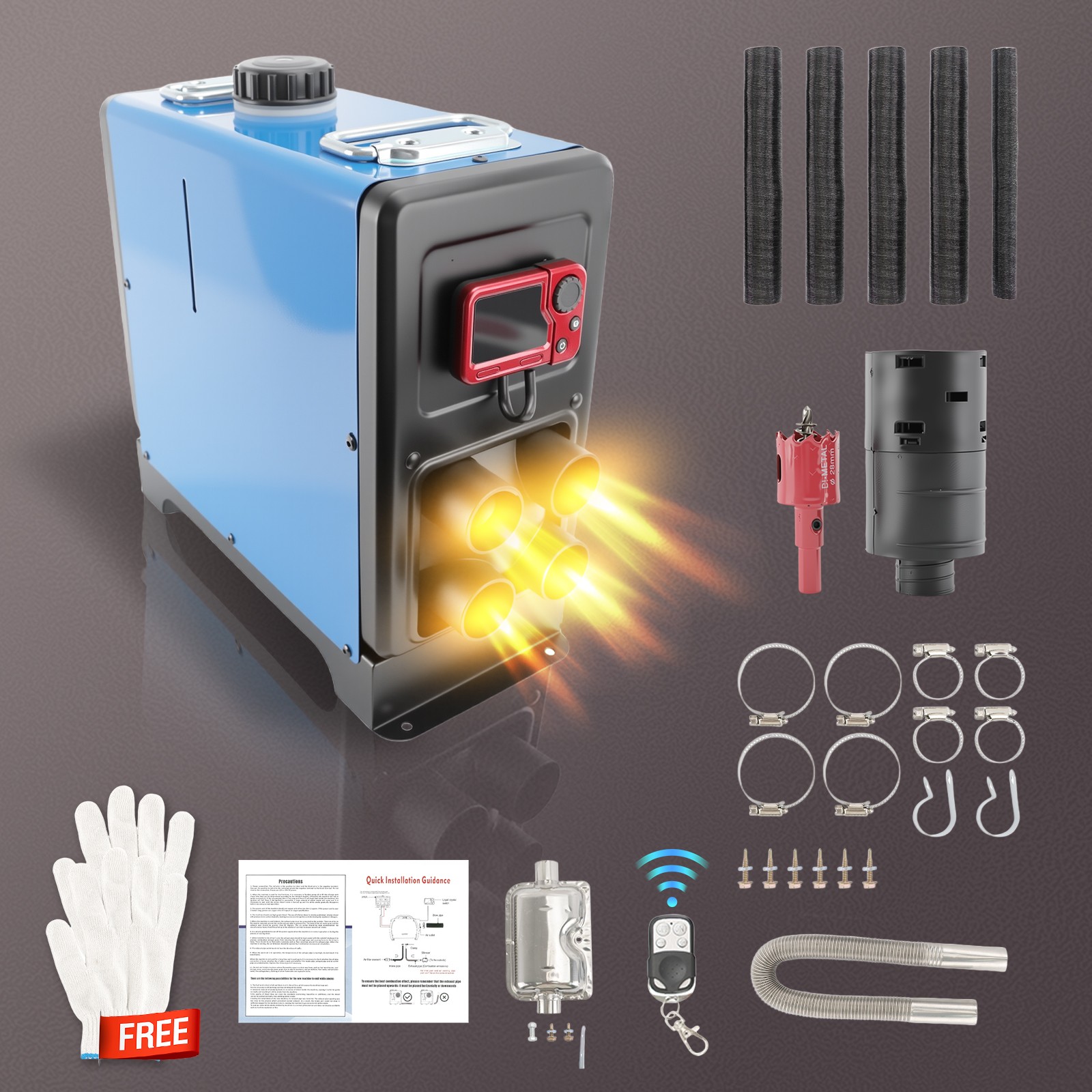 Rapid Diesel Heater Portable Diesel Air Heater 8KW DC 12V/24V All in One 1.3 Gal